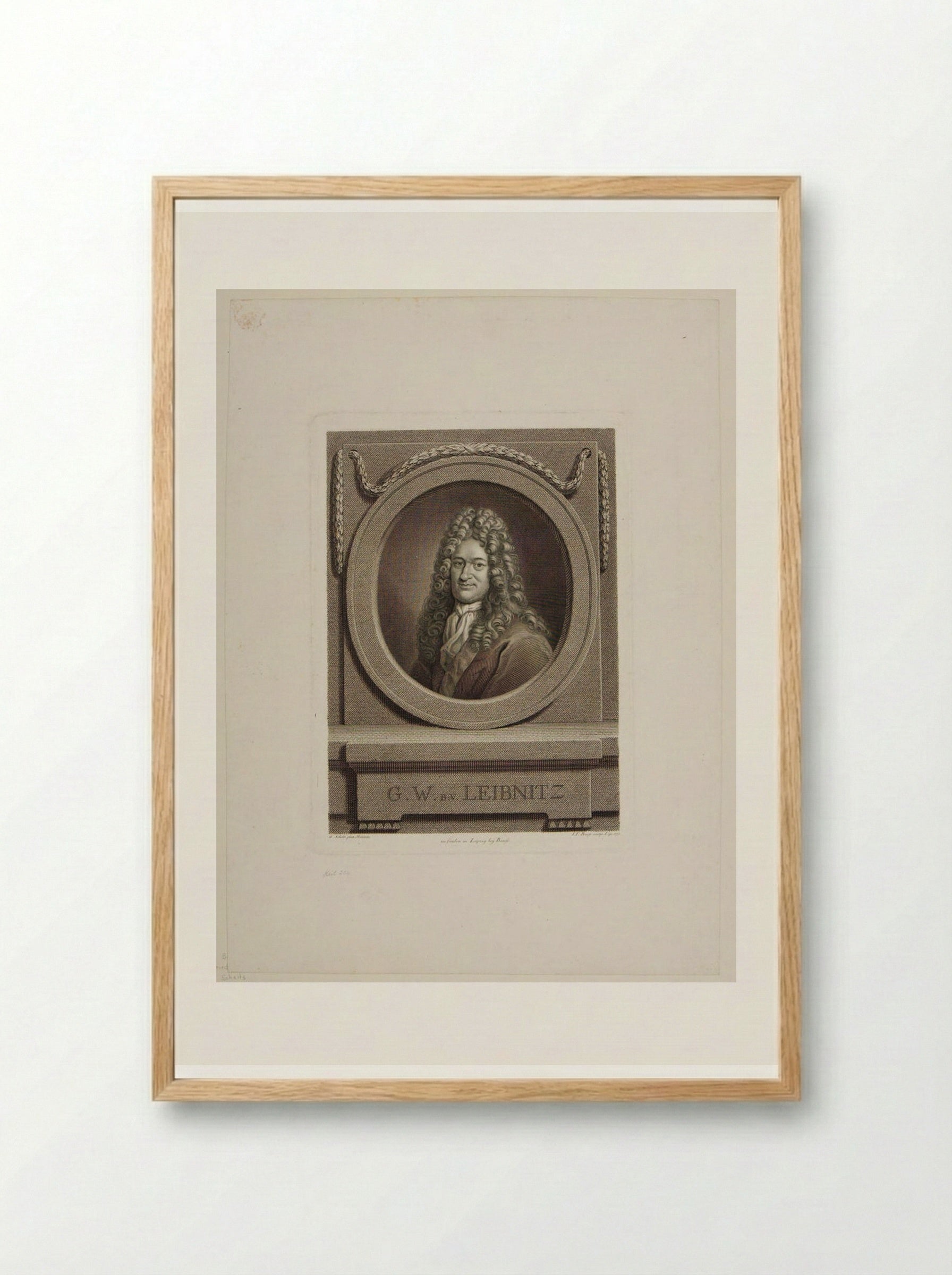 Gottfried Wilhelm, Freiherr von Leibniz - Johann Friedrich Bause - Framed Print Wood