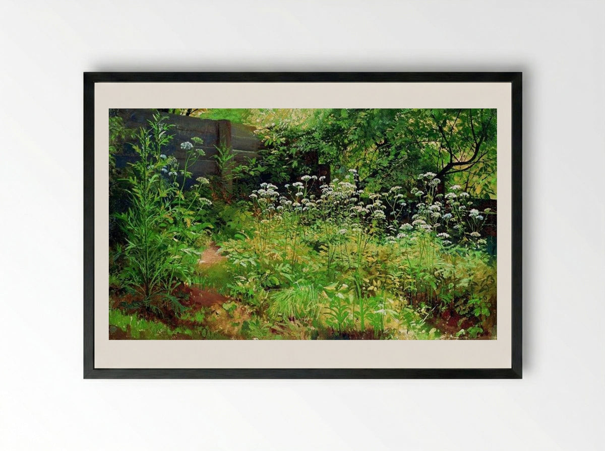 Goutweed-grass. Pargolovo - Ivan Shishkin - Framed Print Black