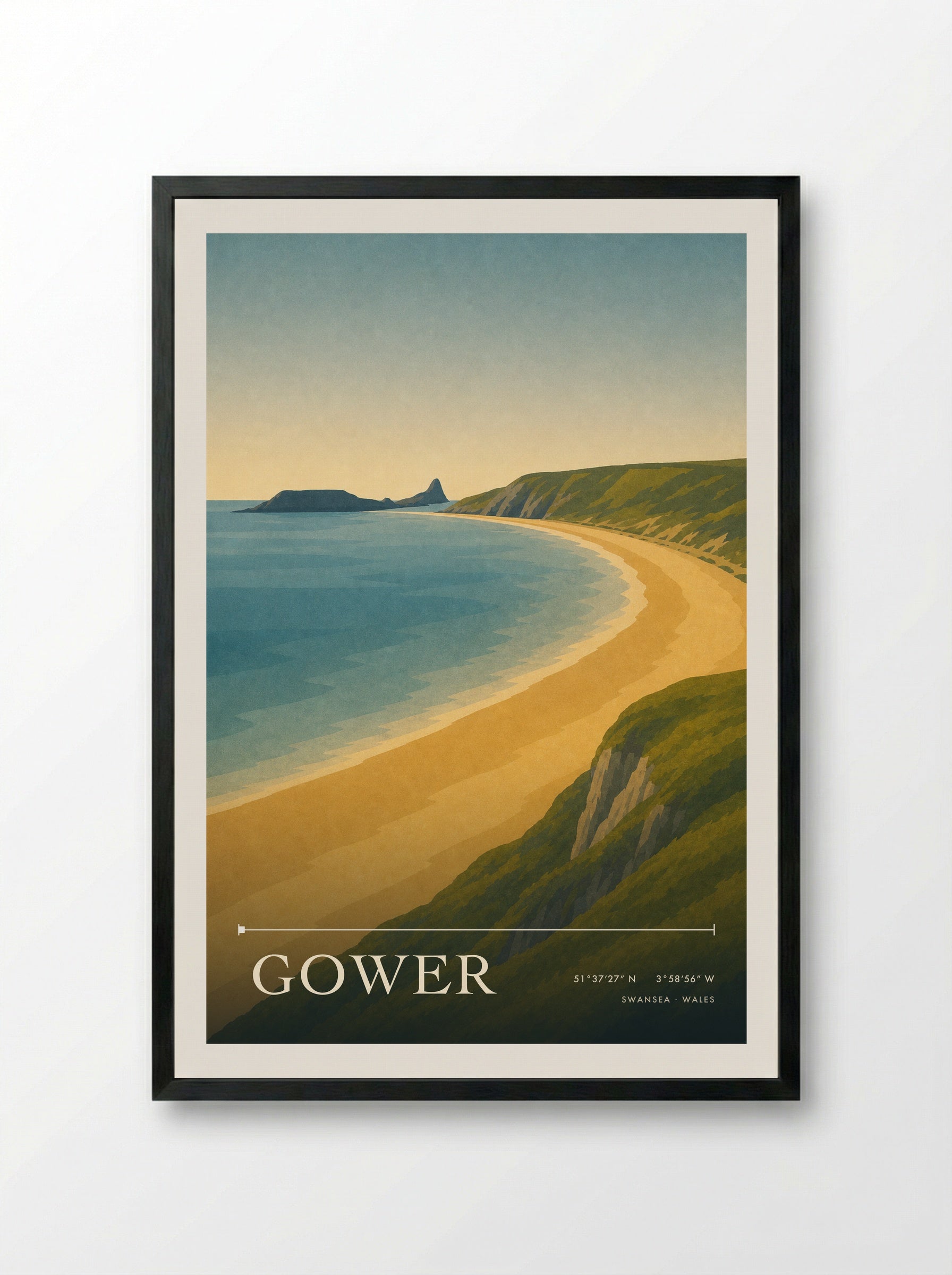 Gower Travel Poster - Framed Print Black