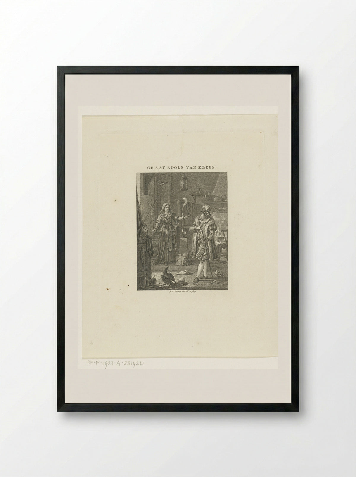 Graaf Adolf van Kleef in de ban van heks - Johannes Immerzeel - Framed Print Black