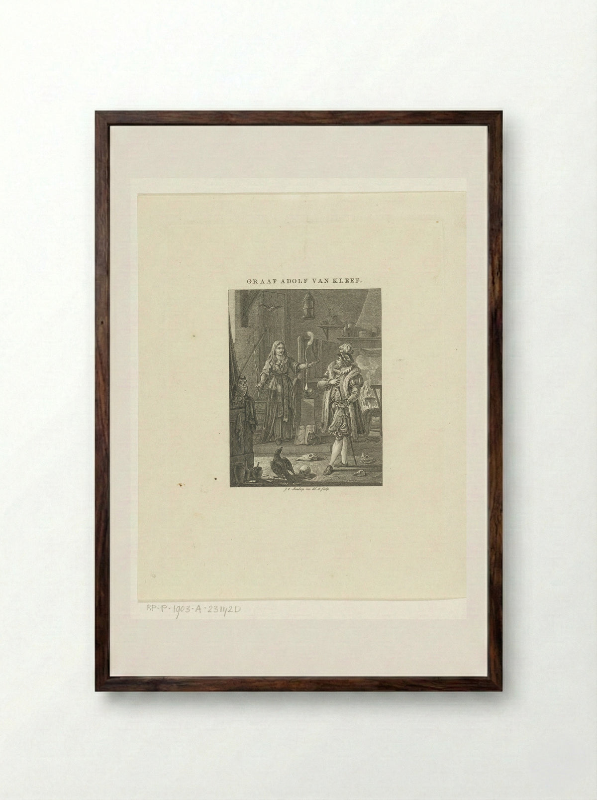 Graaf Adolf van Kleef in de ban van heks - Johannes Immerzeel - Framed Print Dark Wood