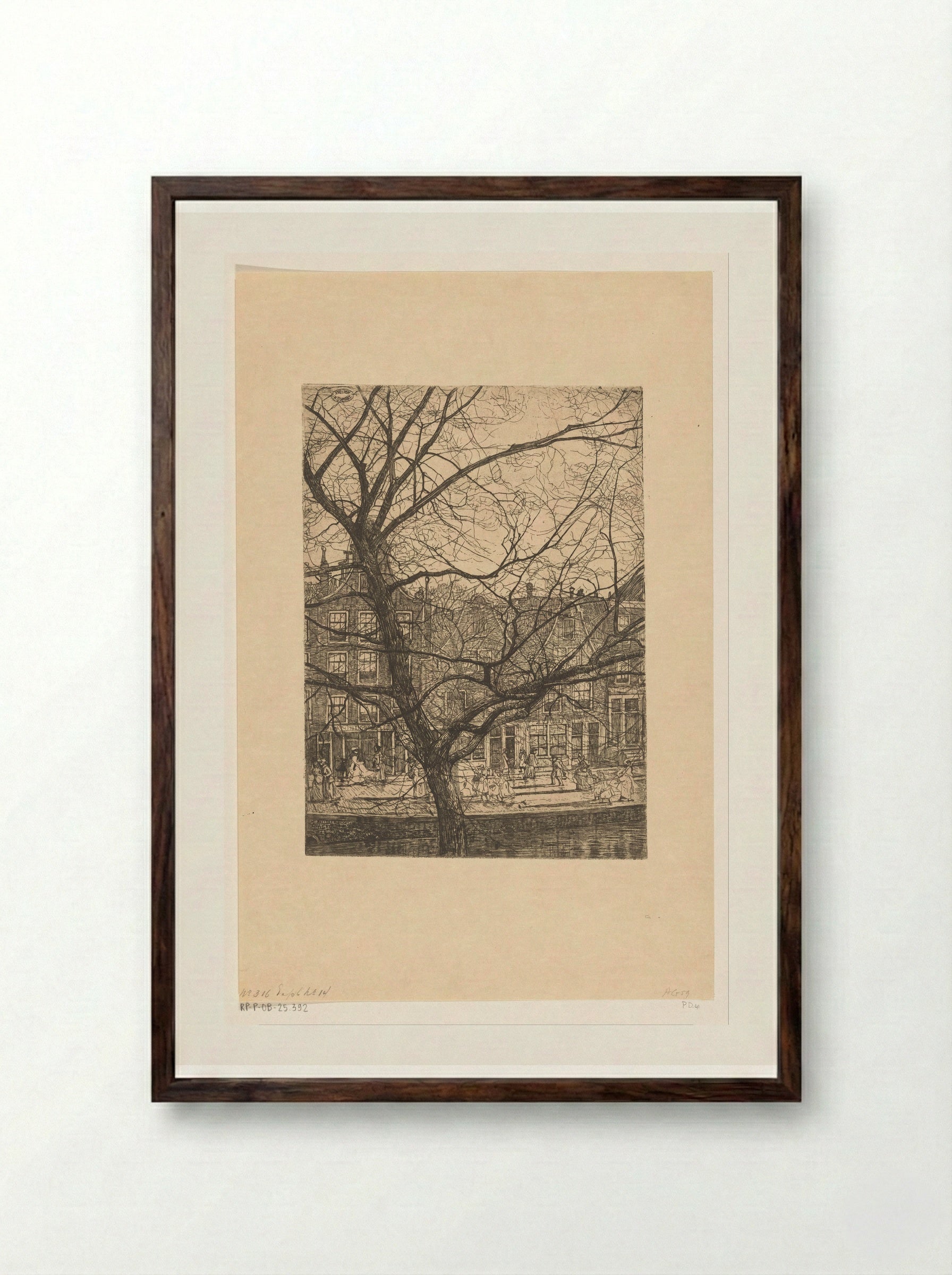 Grachtenhuizen met halsgevels in Amsterdam - Pieter Dupont - Framed Print Dark Wood