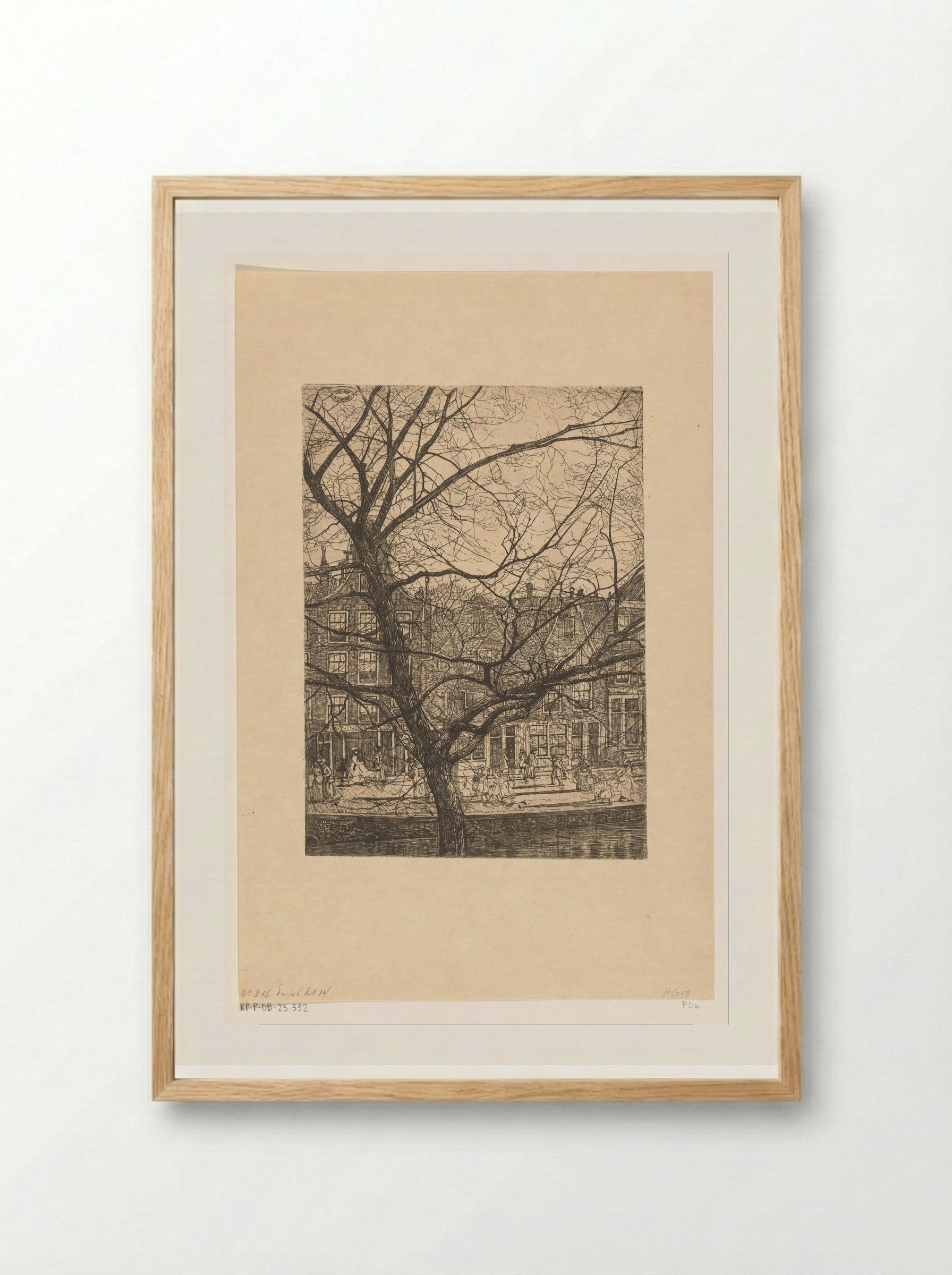 Grachtenhuizen met halsgevels in Amsterdam - Pieter Dupont - Framed Print Wood