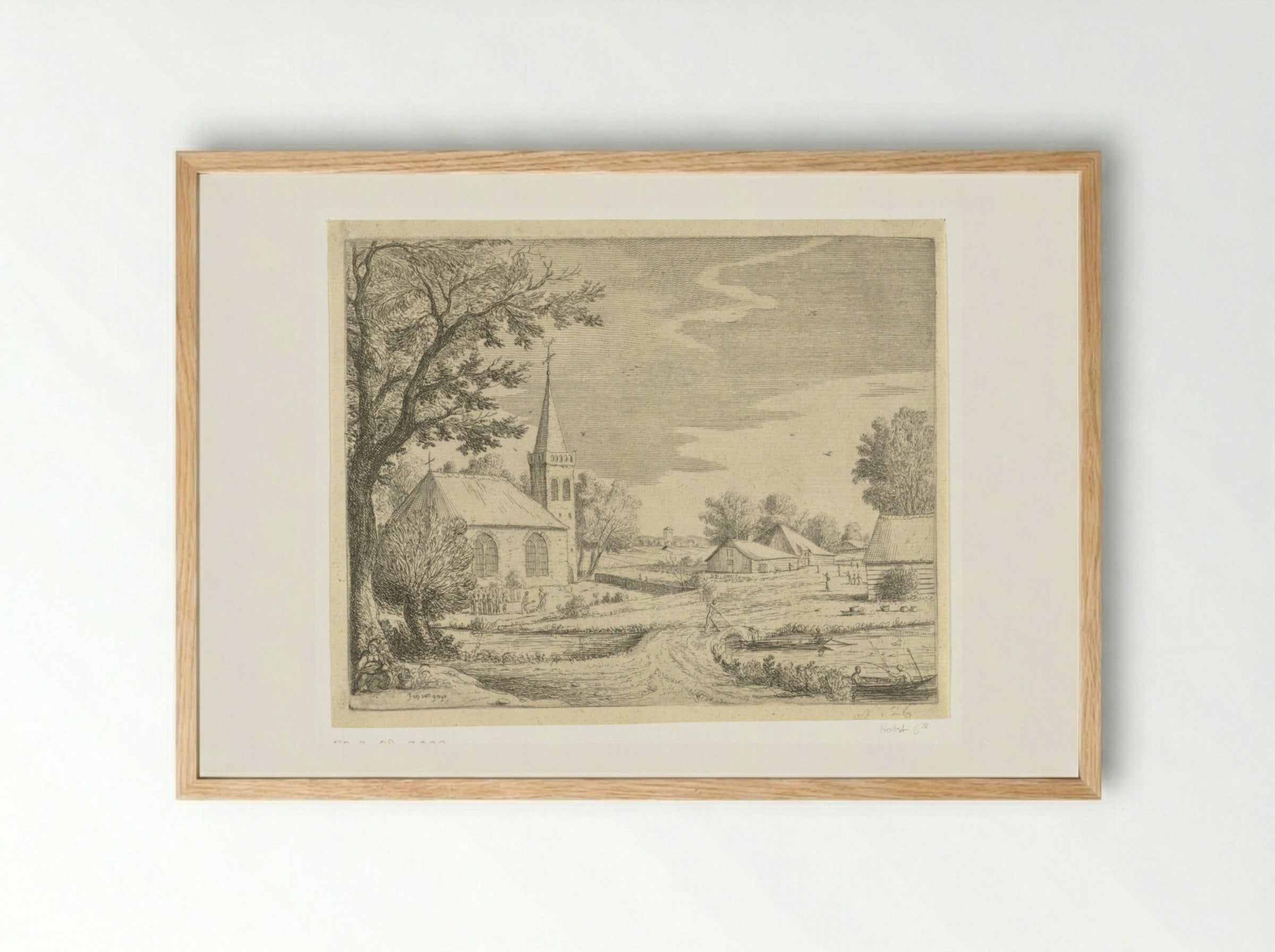 Grafdelvers voor een kerk - Jan van Goyen - Framed Print Wood