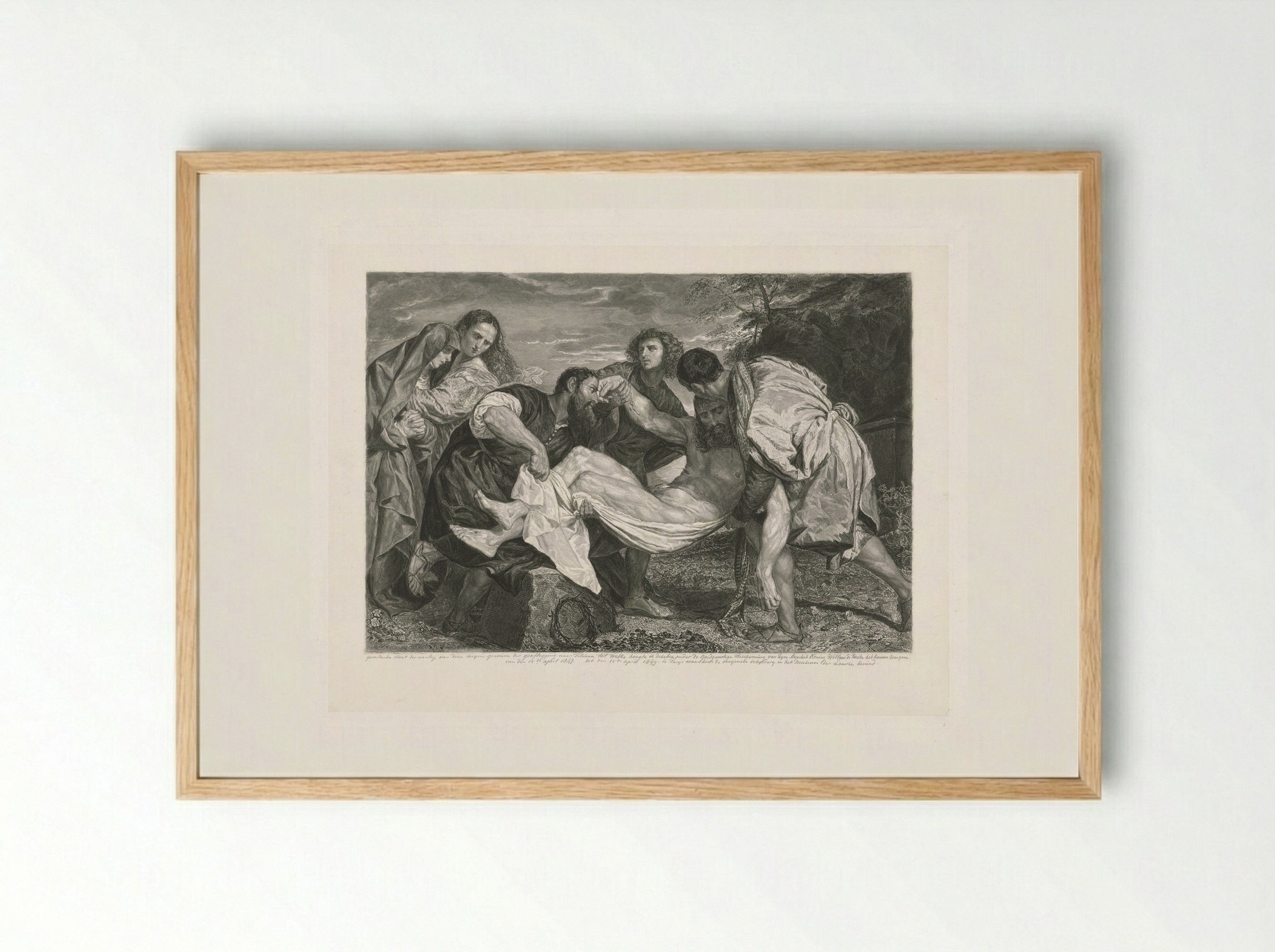 Graflegging van Christus - Johannes de Mare - Framed Print Wood