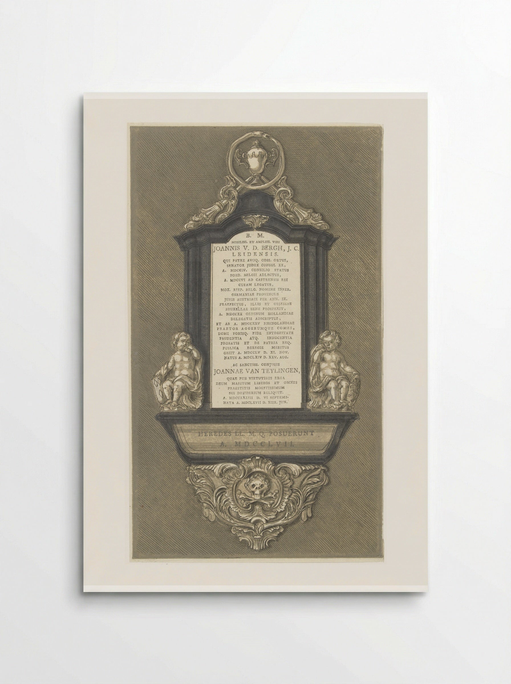 Grafmonument voor Johannes van den Bergh en zijn vrouw Joanna van Teylingen te Leiden - Abraham Delfos - Poster