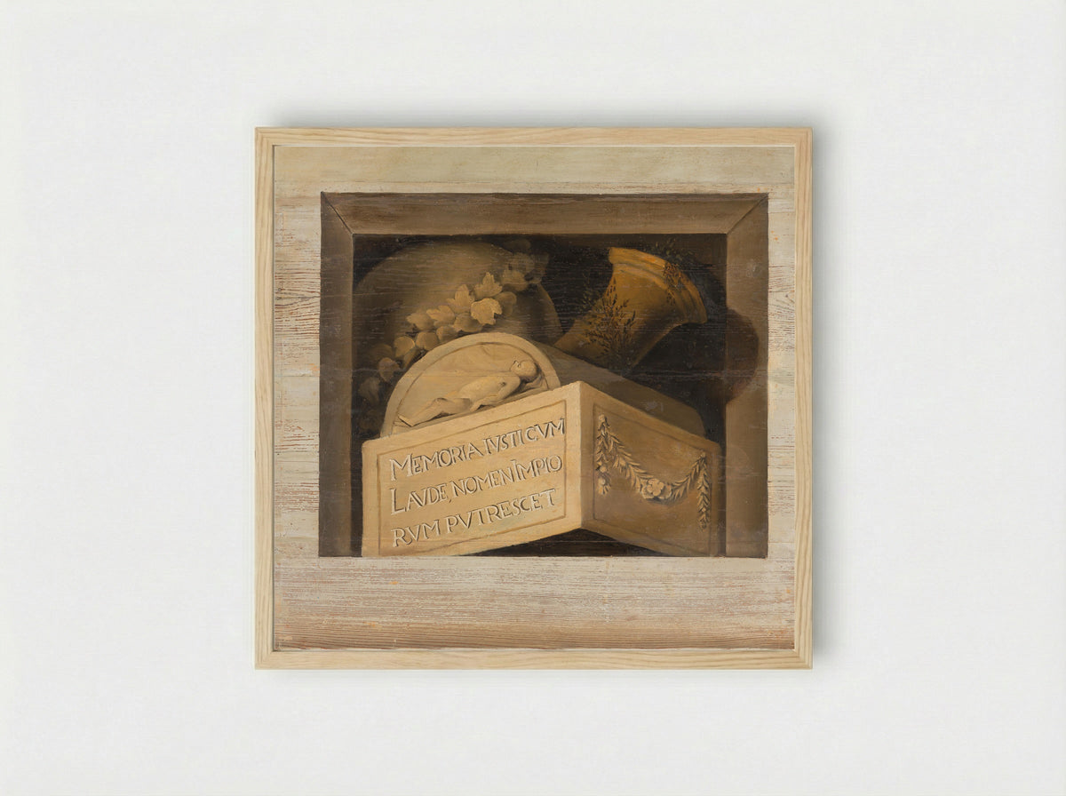 Graftombe met inscriptie - Jacob van Campen - Framed Print Wood