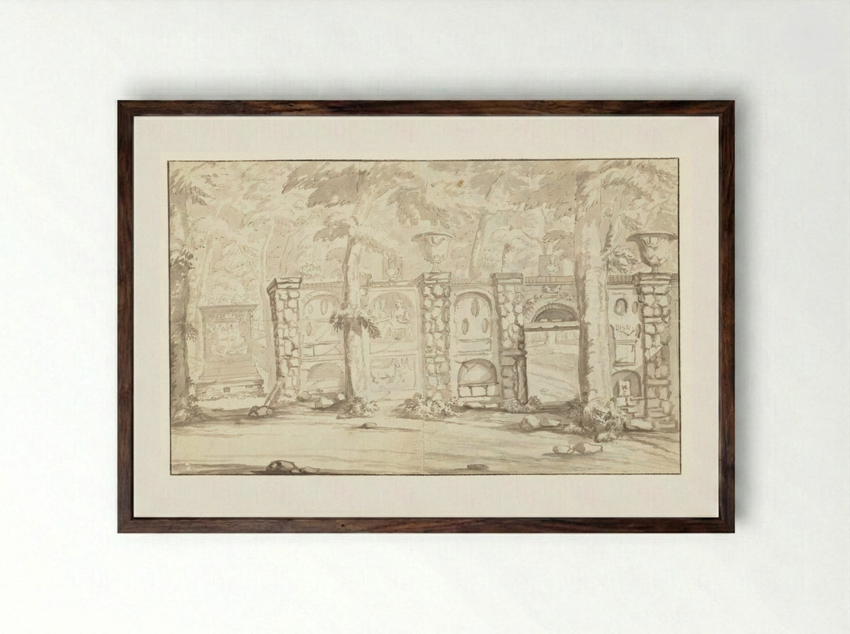 Graftombe van Johan Maurits van Nassau-Siegen en deel van amfitheater - Arnoud van Halen - Framed Print Dark Wood
