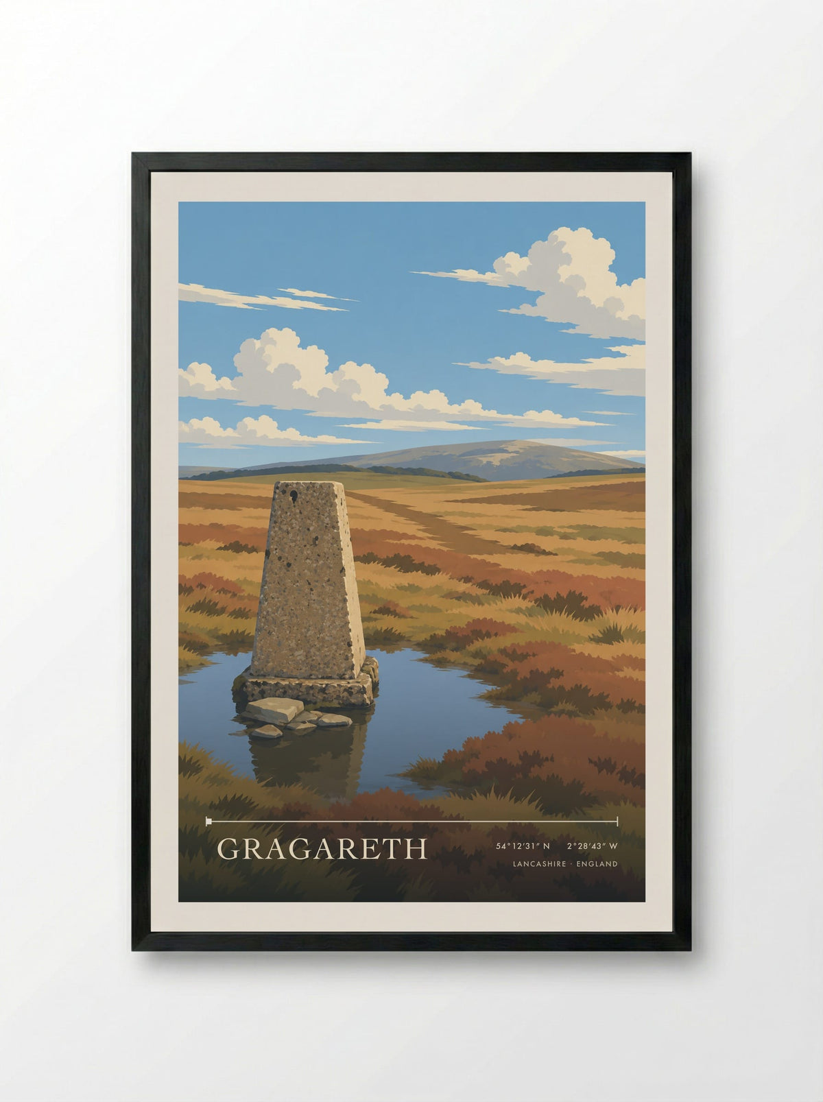 Gragareth, Lancashire | Travel Poster - Framed Print Black