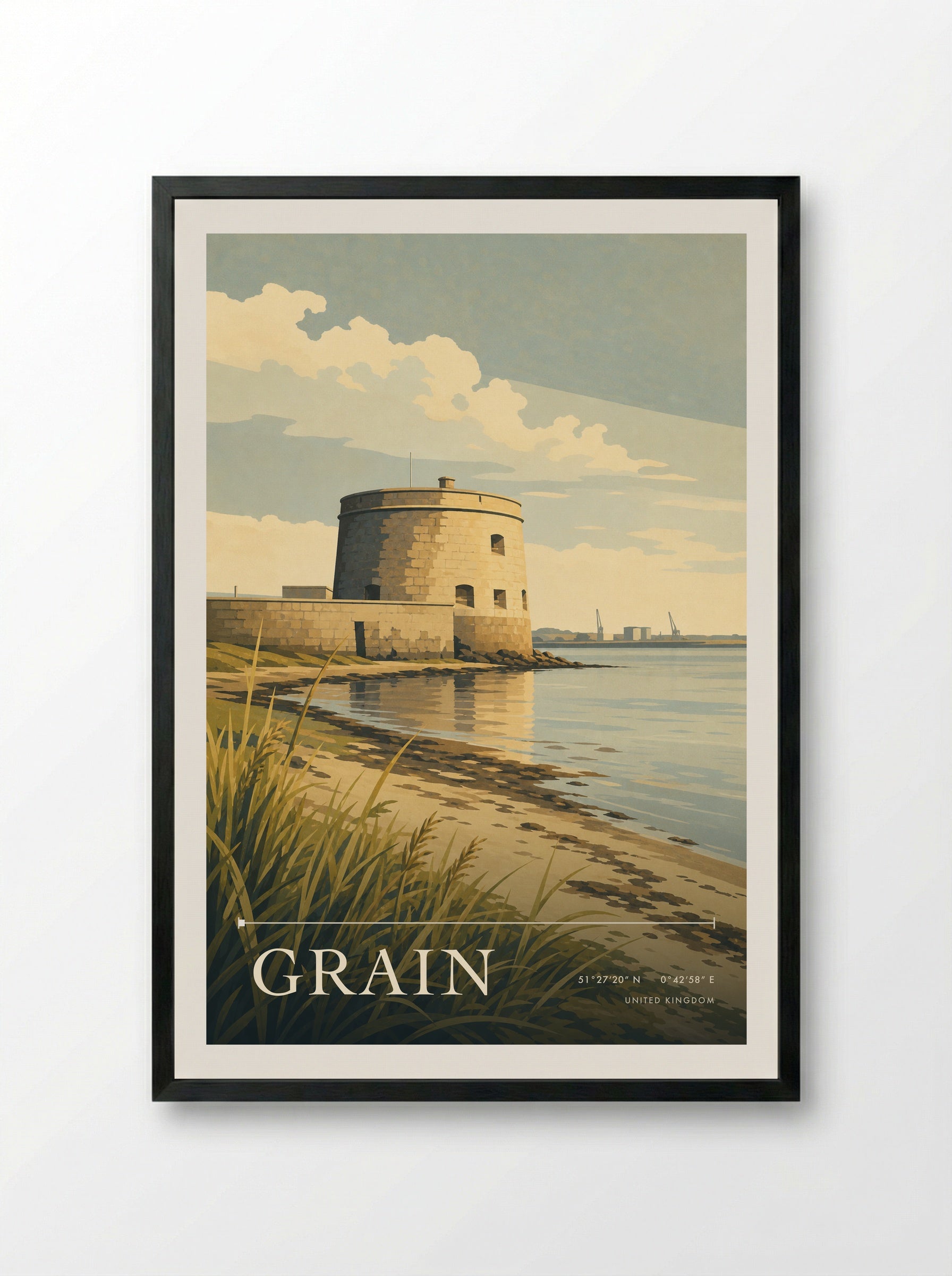 Grain United Kingdom Travel Poster - Framed Print Black