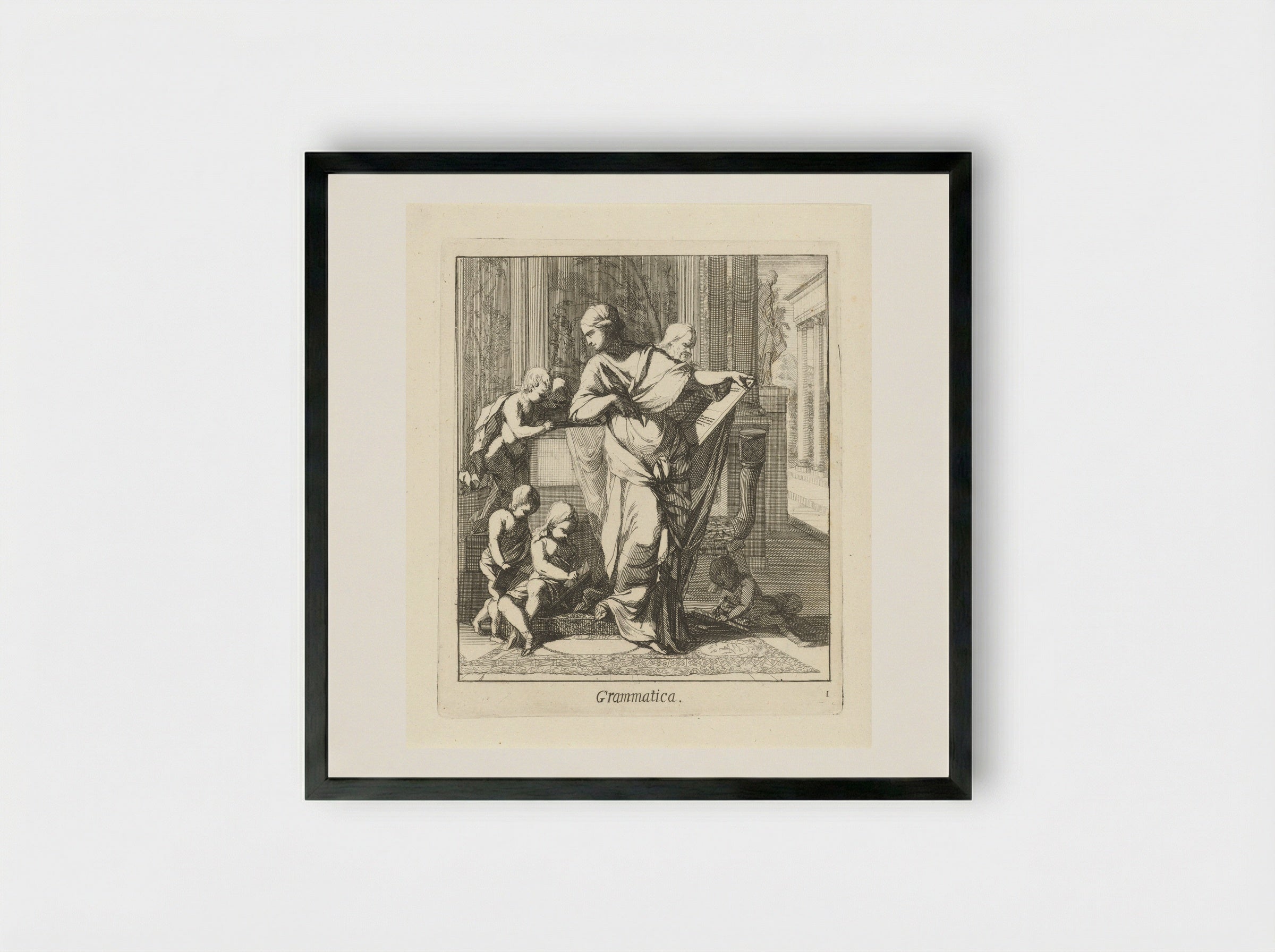 Grammatica - Caspar Luyken - Framed Print Black