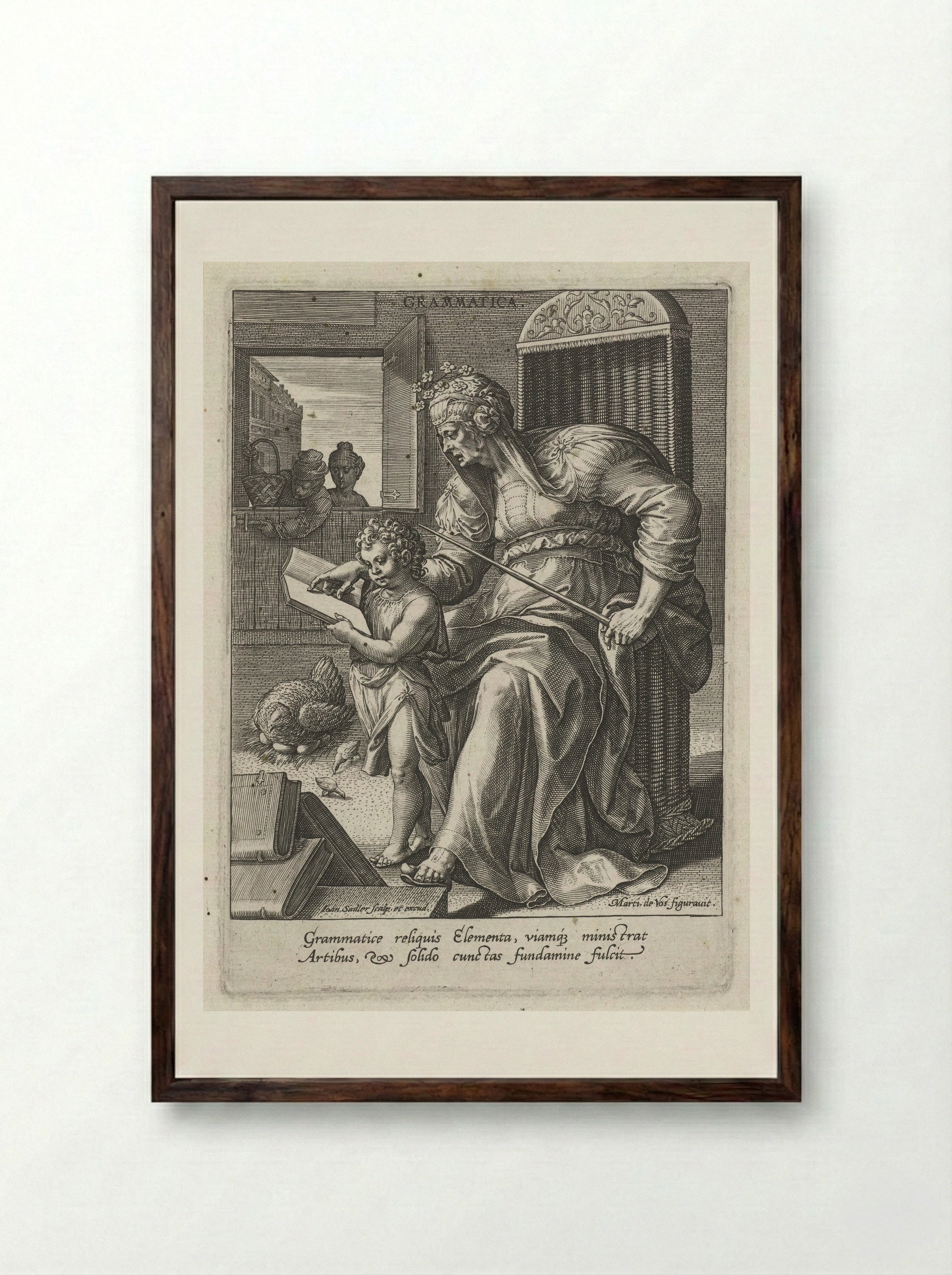 Grammatica - Cornelis Cort - Framed Print Dark Wood
