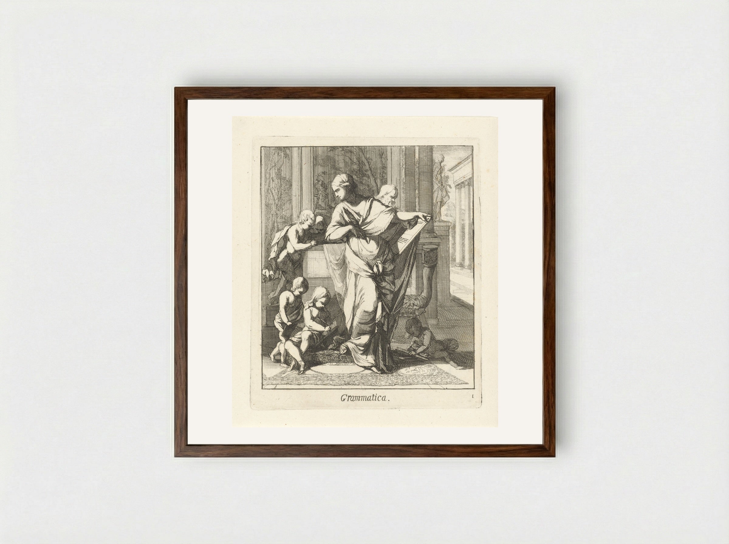Grammatica - Caspar Luyken - Framed Print Dark Wood