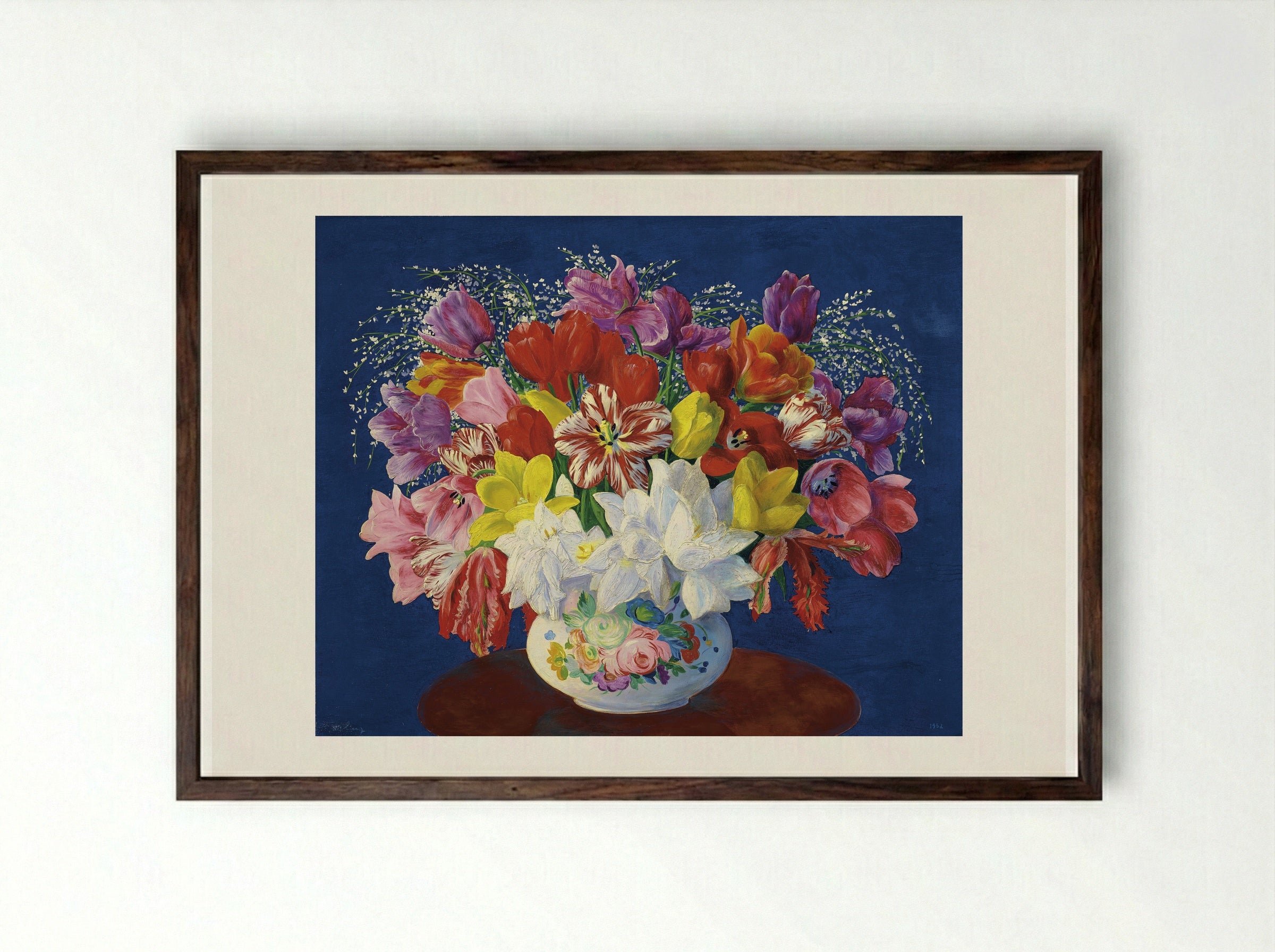 Grand bouquet of tulips - Moïse Kisling - Framed Print Dark Wood