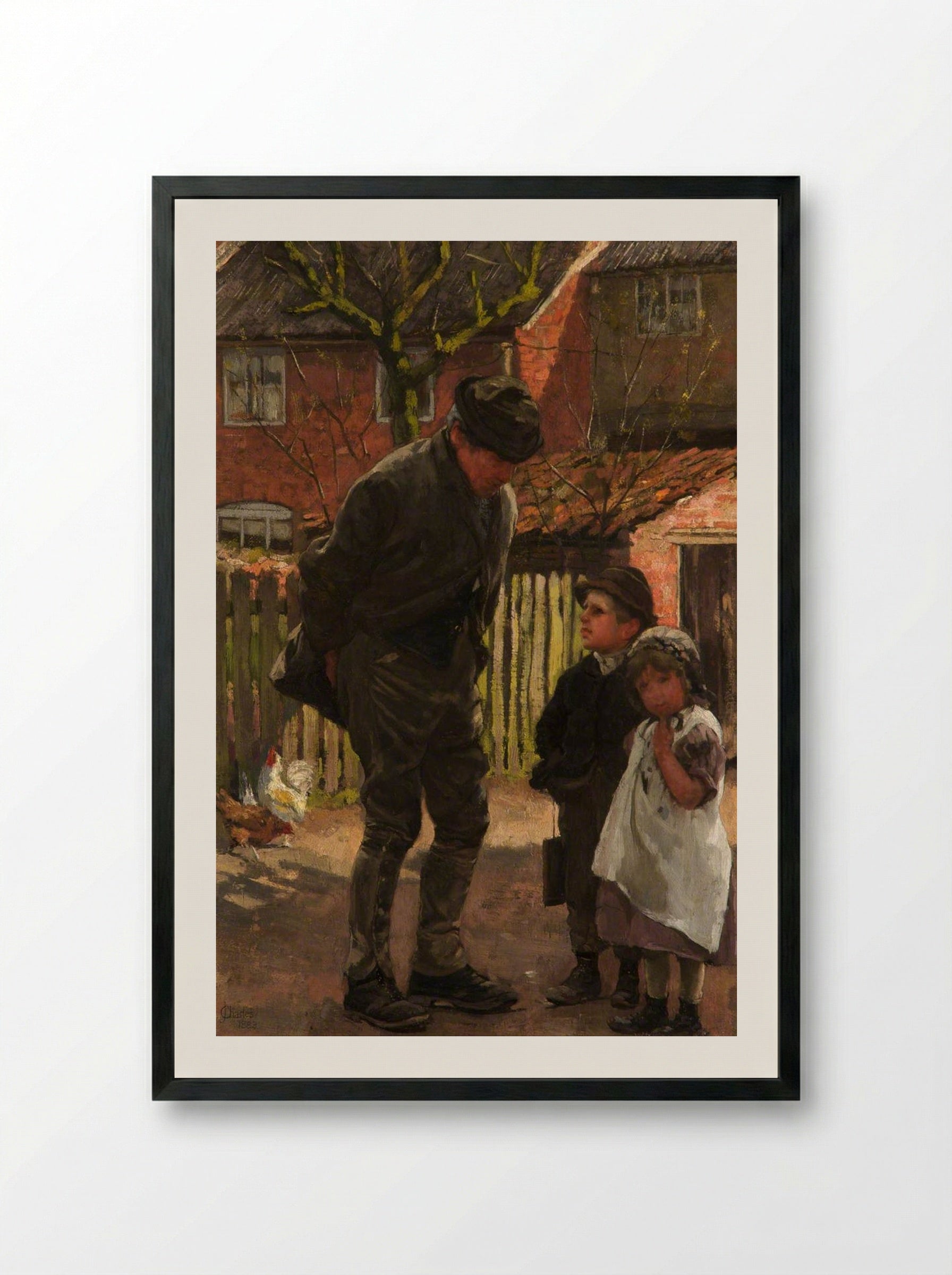 Grandad, She Does Not Want to Go to School - James Charles - Framed Print Black
