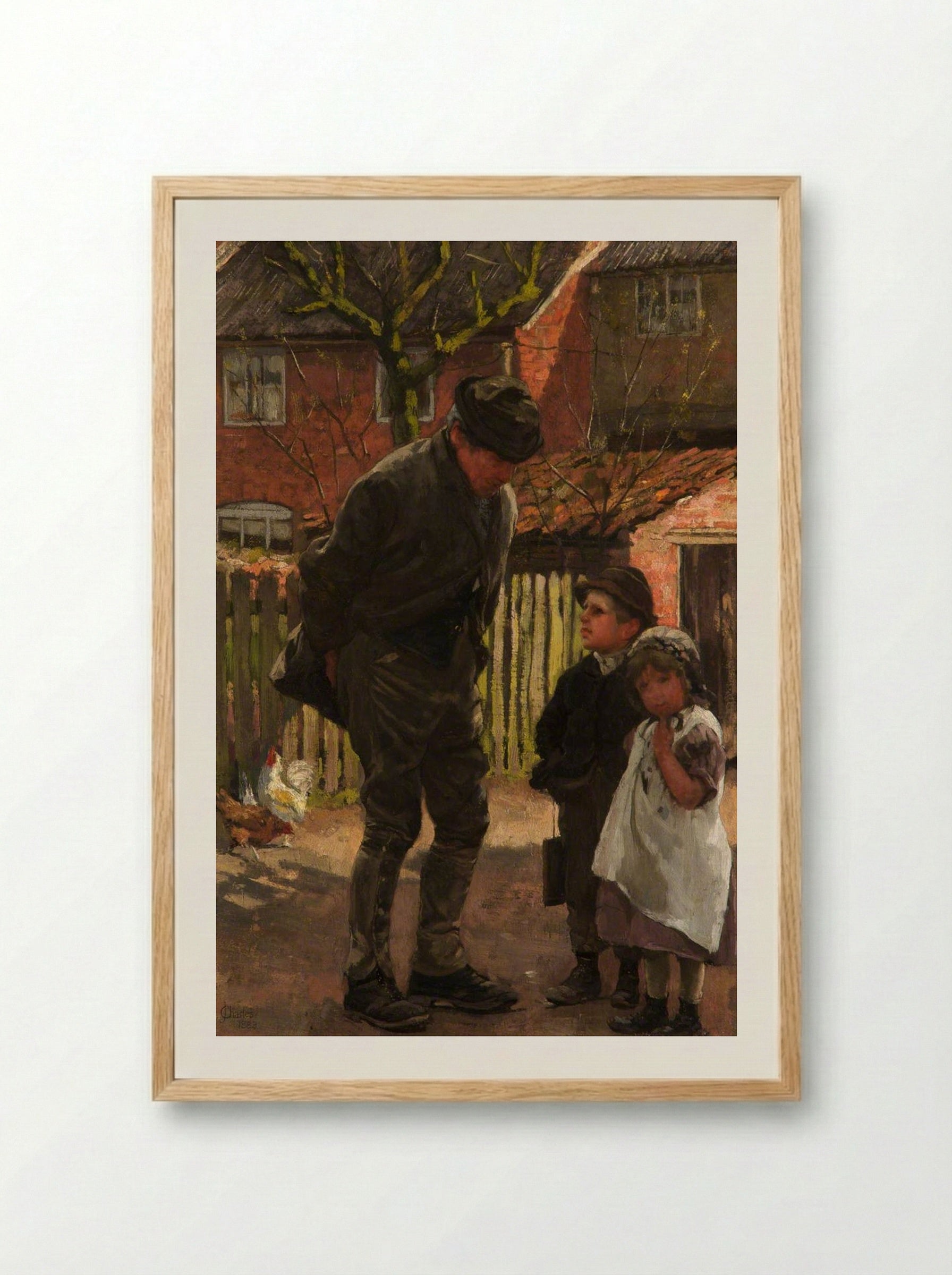Grandad, She Does Not Want to Go to School - James Charles - Framed Print Wood
