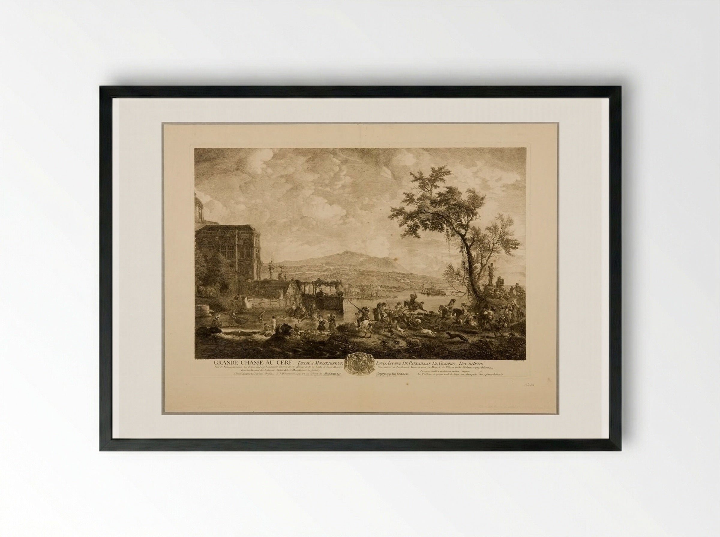 Grande Chasse au Cerf - Jean Moyreau - Framed Print Black