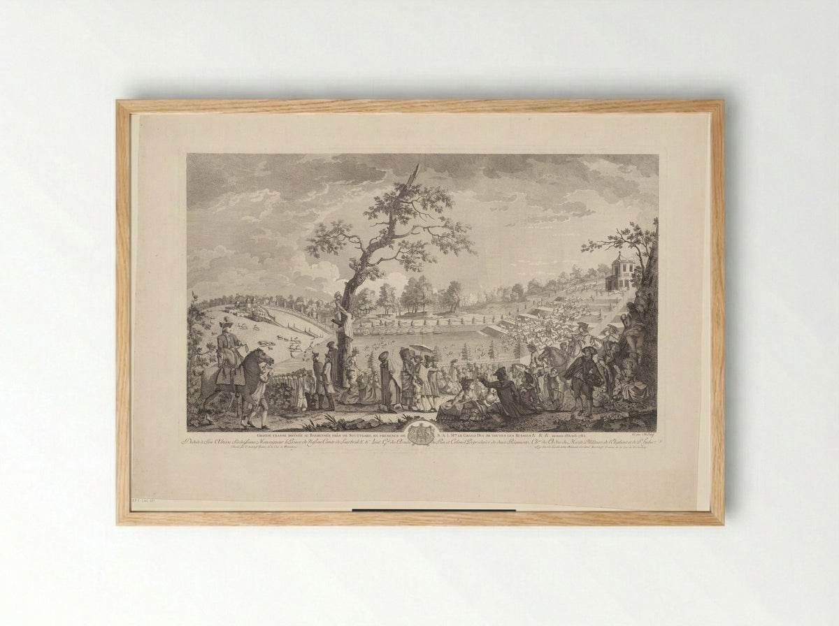 Grande chasse donnée au Baerensee près de Stuttgart - Ludwig Fürst von Nassau zu Saarbrücken - Framed Print Wood