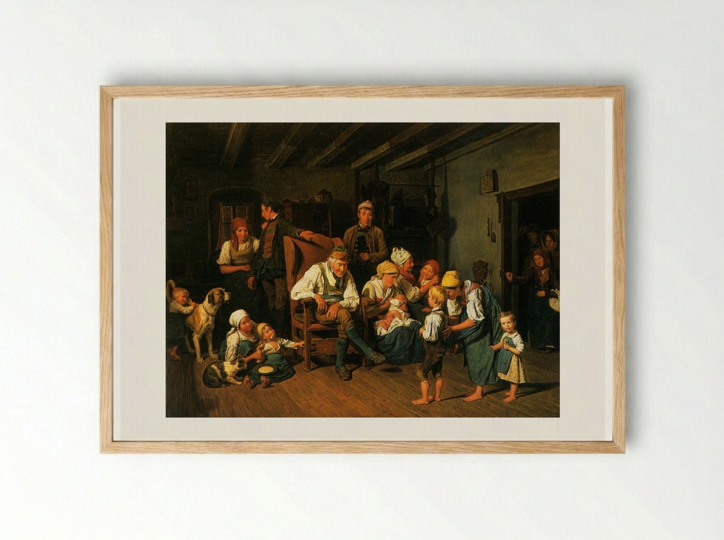 Grandfather's Birthday - Ferdinand Georg Waldmüller - Framed Print Wood