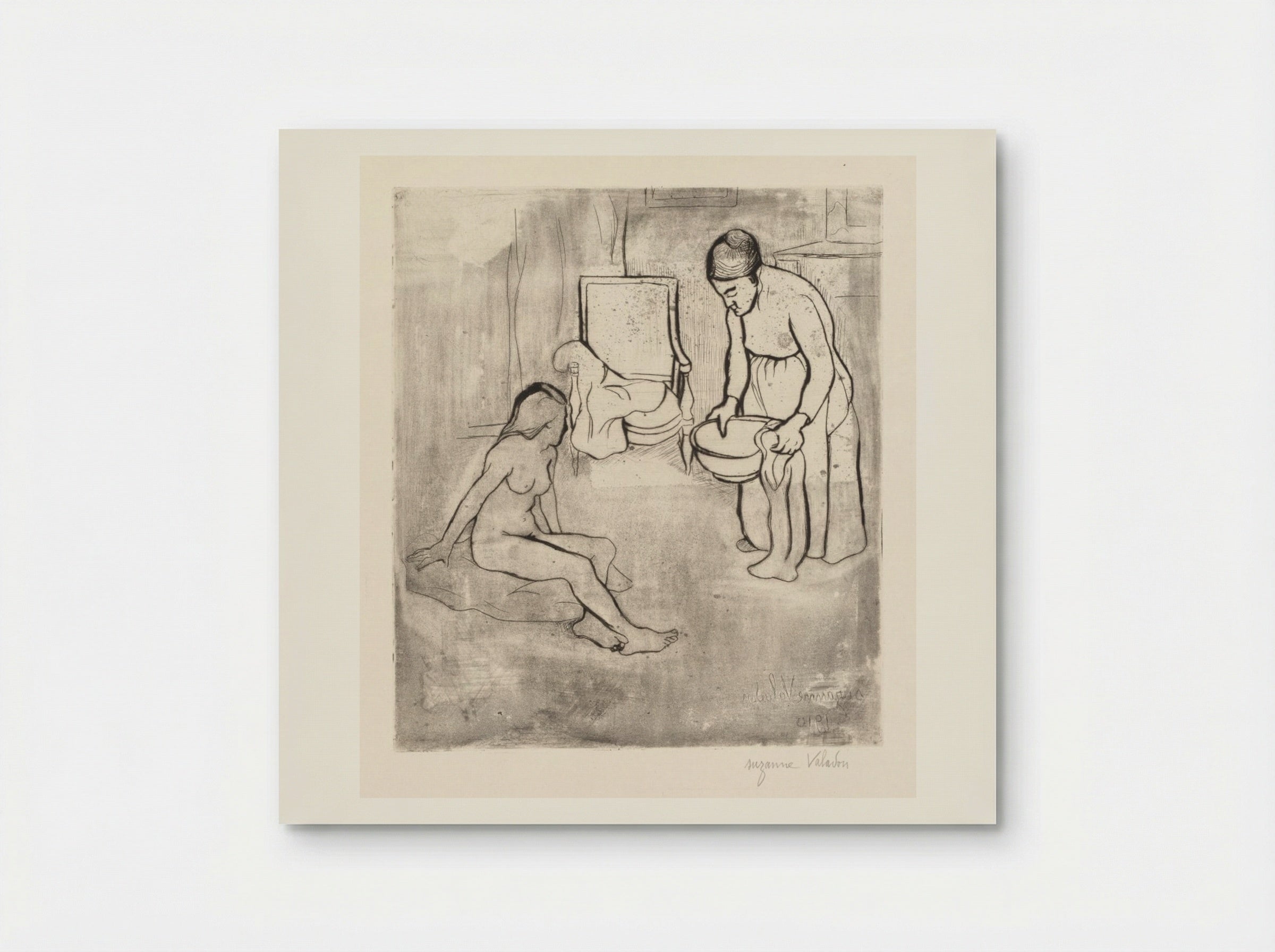 Grandmother with Louise, Nude Seated on the Floor - Suzanne Valadon - Poster