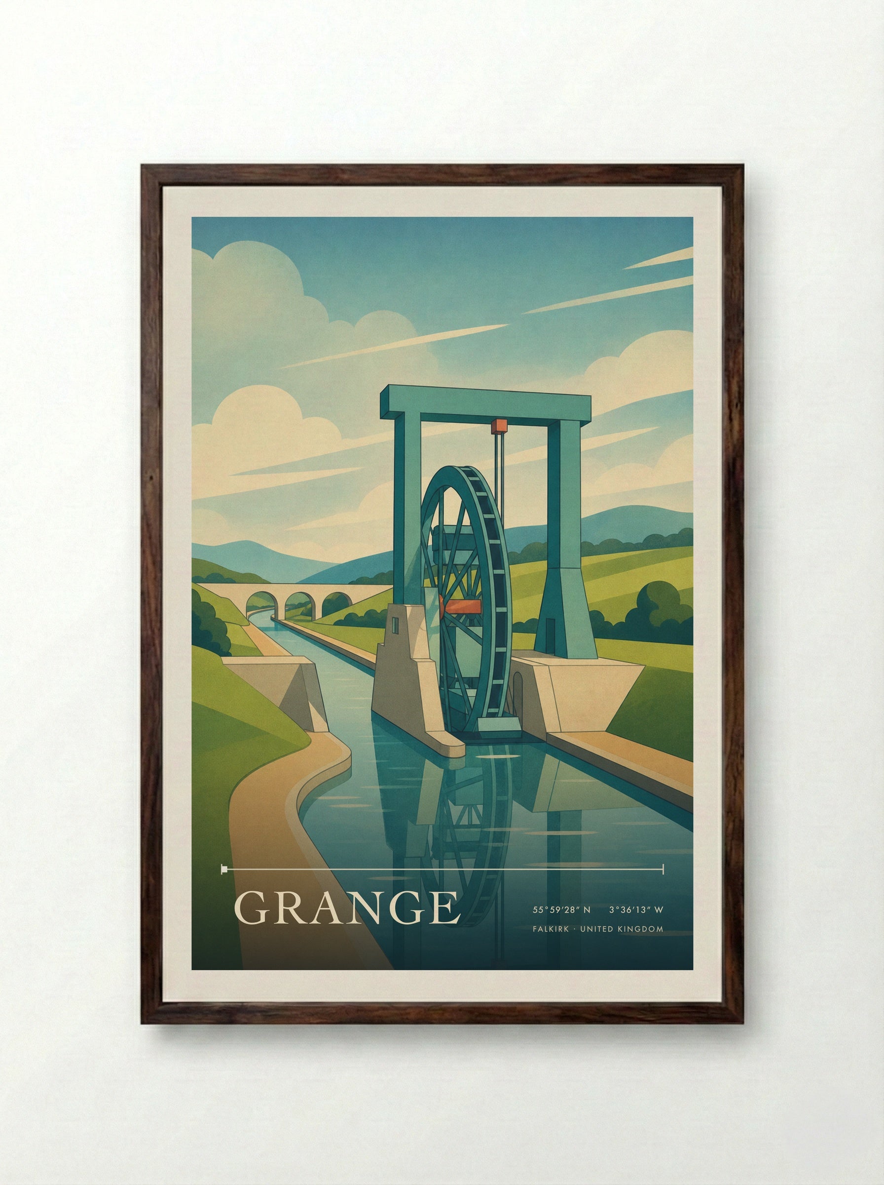 Grange Falkirk United Kingdom Travel Poster - Framed Print Dark Wood