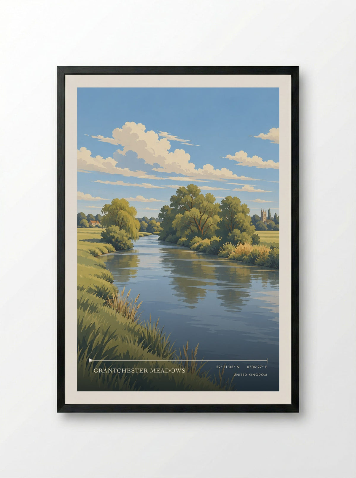 Grantchester Meadows | Travel Poster - Framed Print Black