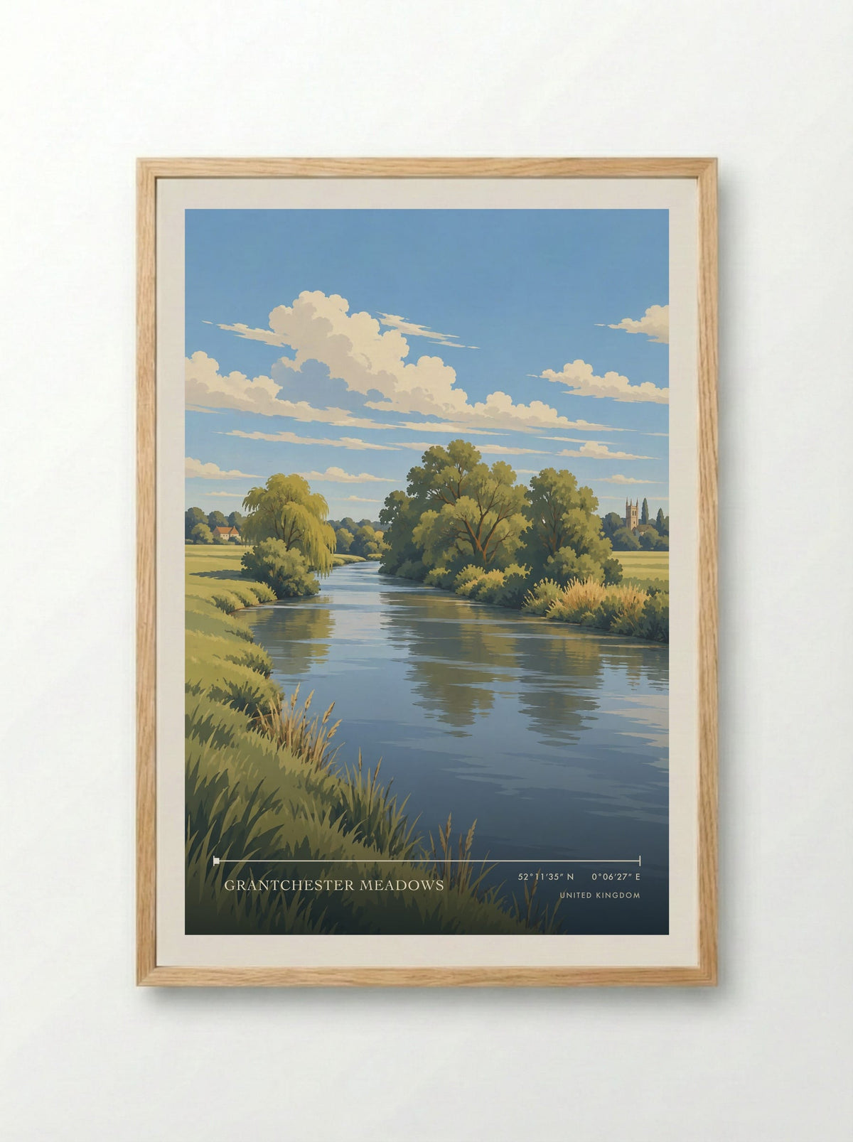 Grantchester Meadows | Travel Poster - Framed Print Wood