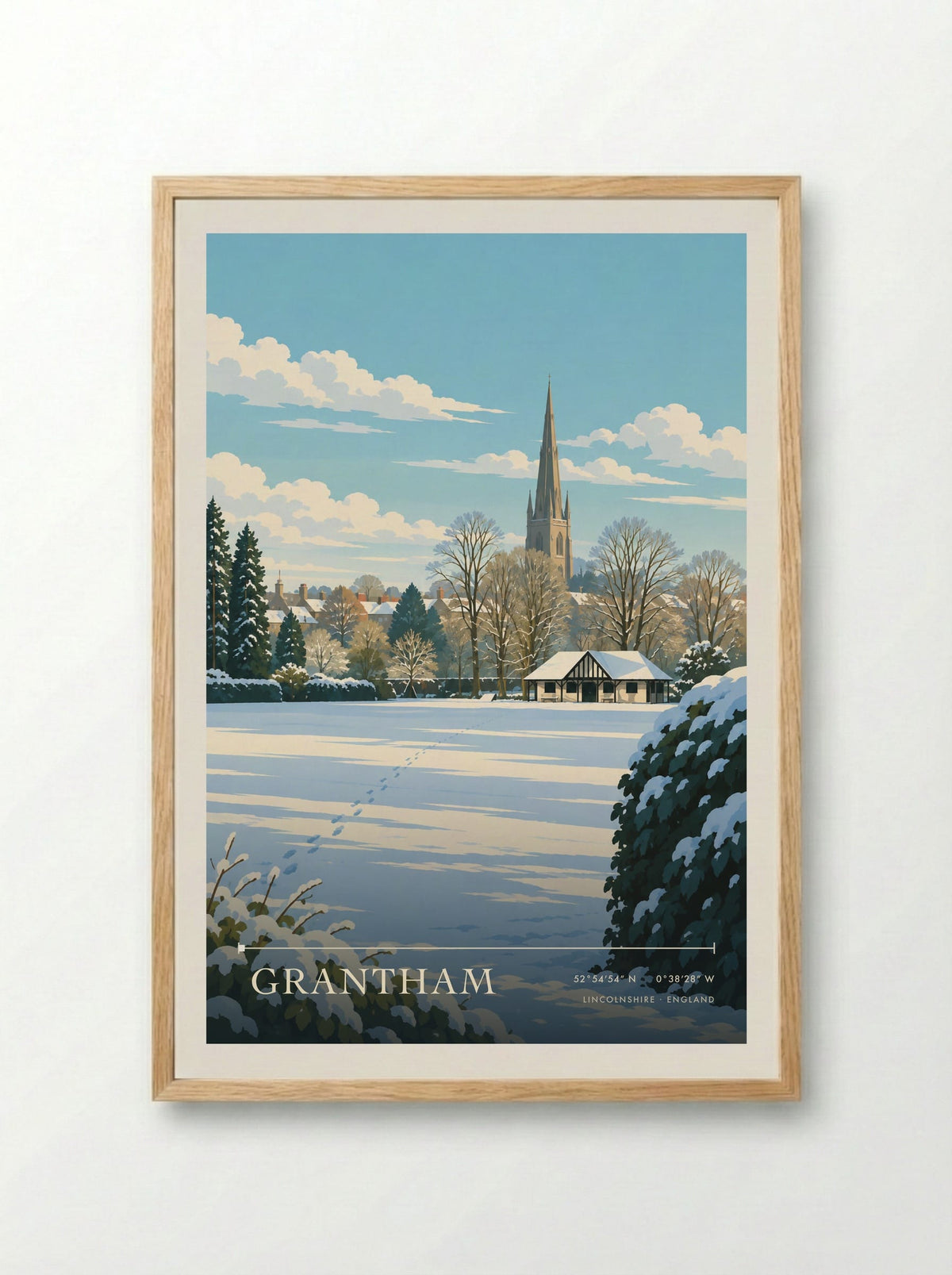Grantham, Lincolnshire | Travel Poster - Framed Print Wood