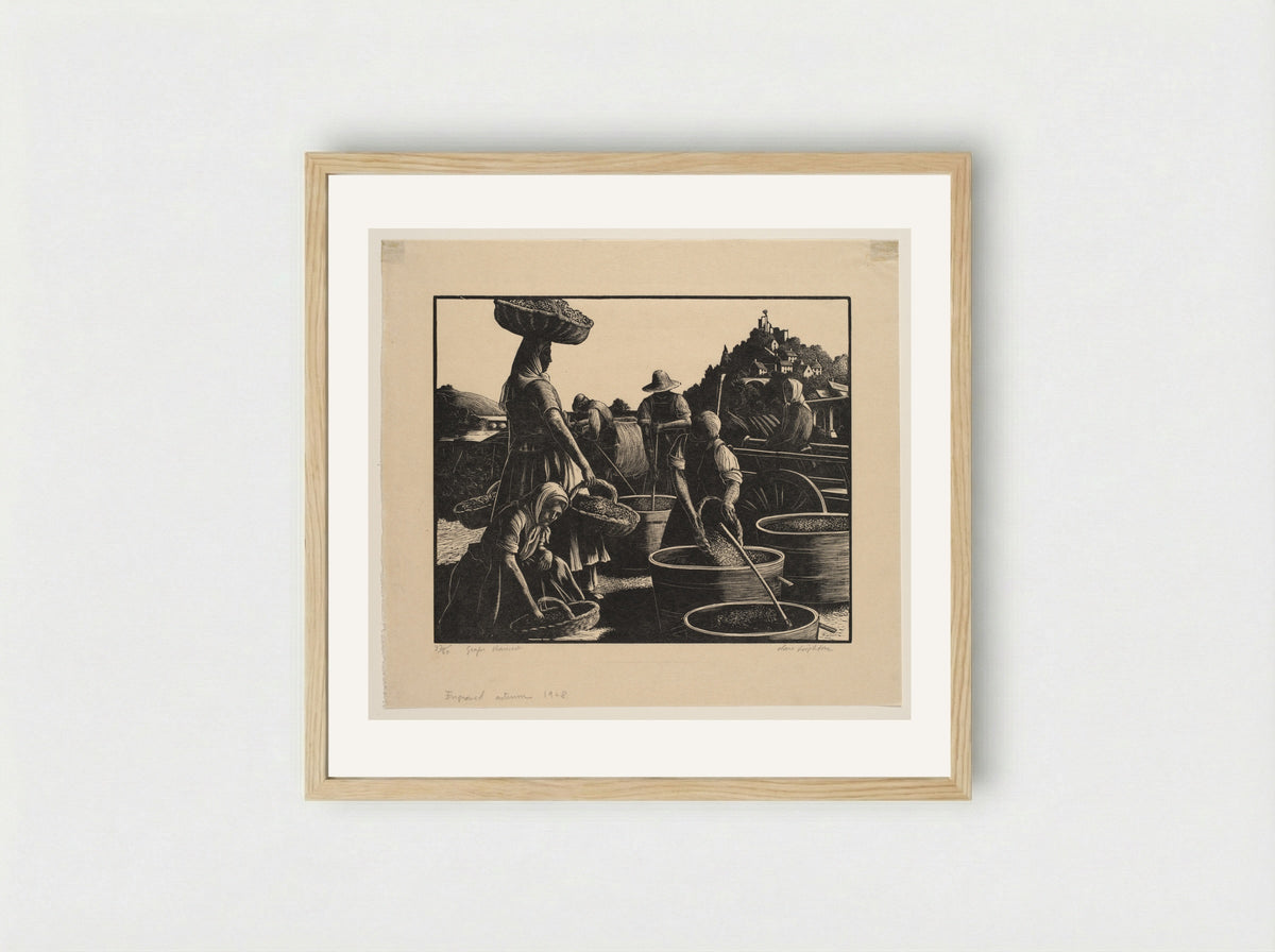 Grape Harvest - Clare Leighton - Framed Print Wood