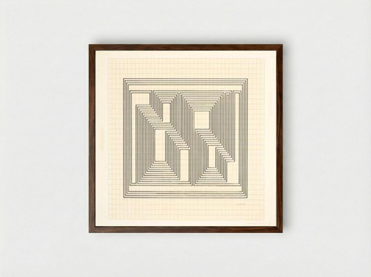 Graphic Tectonic - Josef Albers - Framed Print Dark Wood