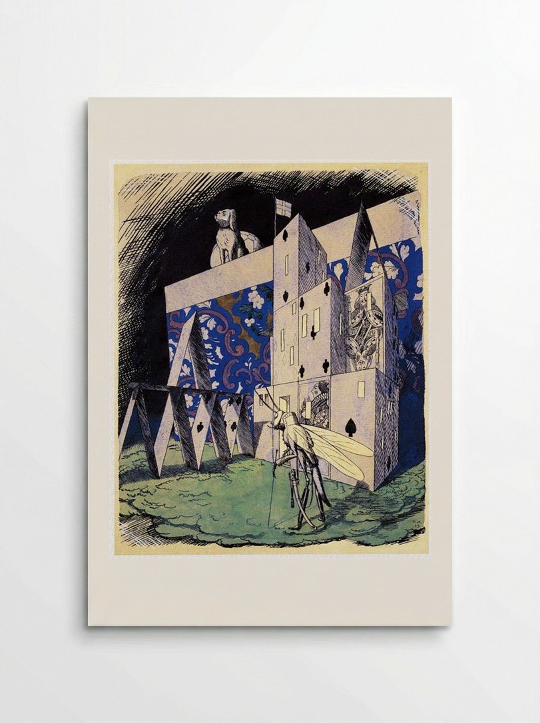 Grasshopper in front of a House of Cards - Heorhiy Narbut - Poster