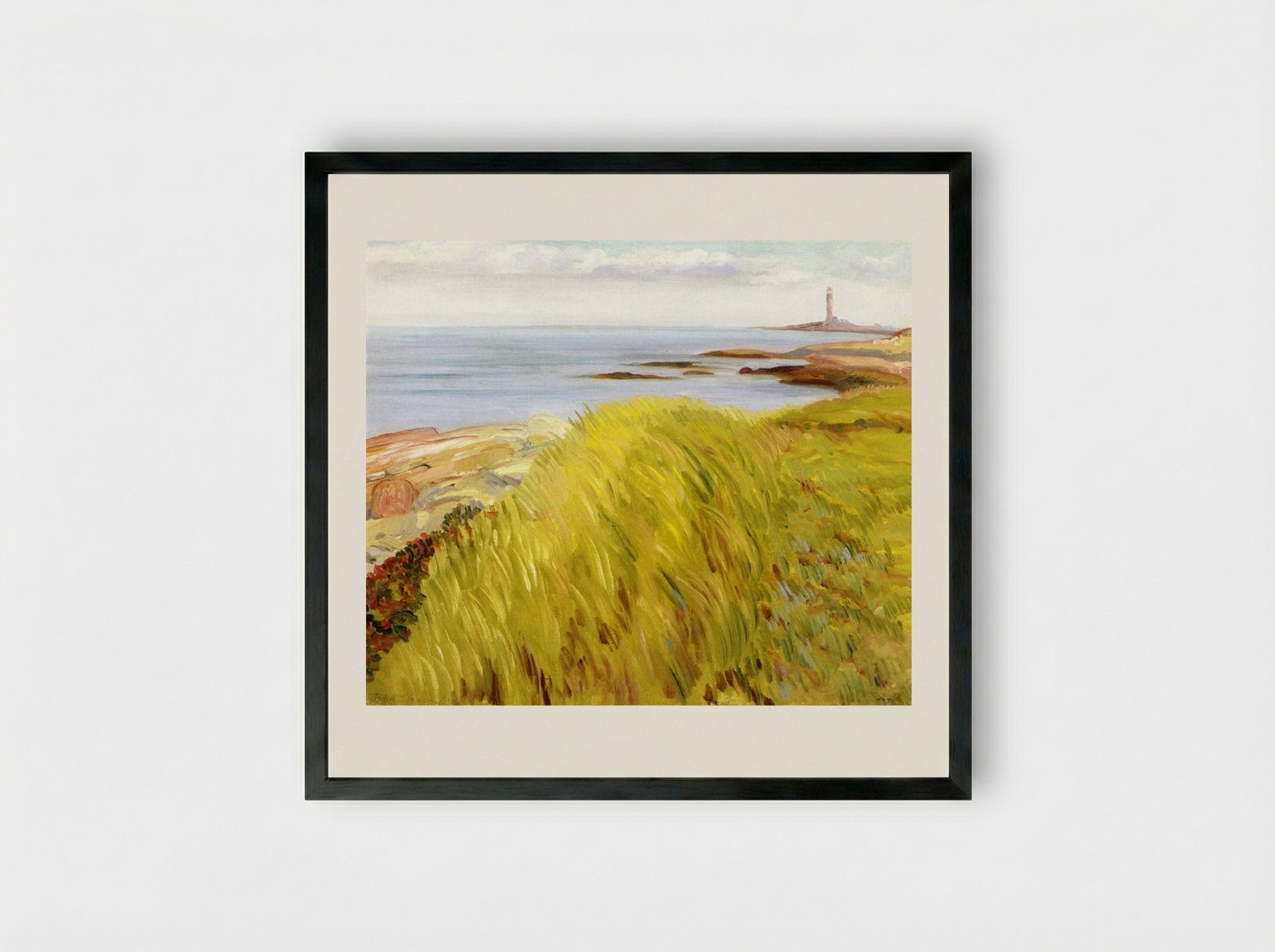 Grassy Dunes, Gloucester - John French Sloan - Framed Print Black
