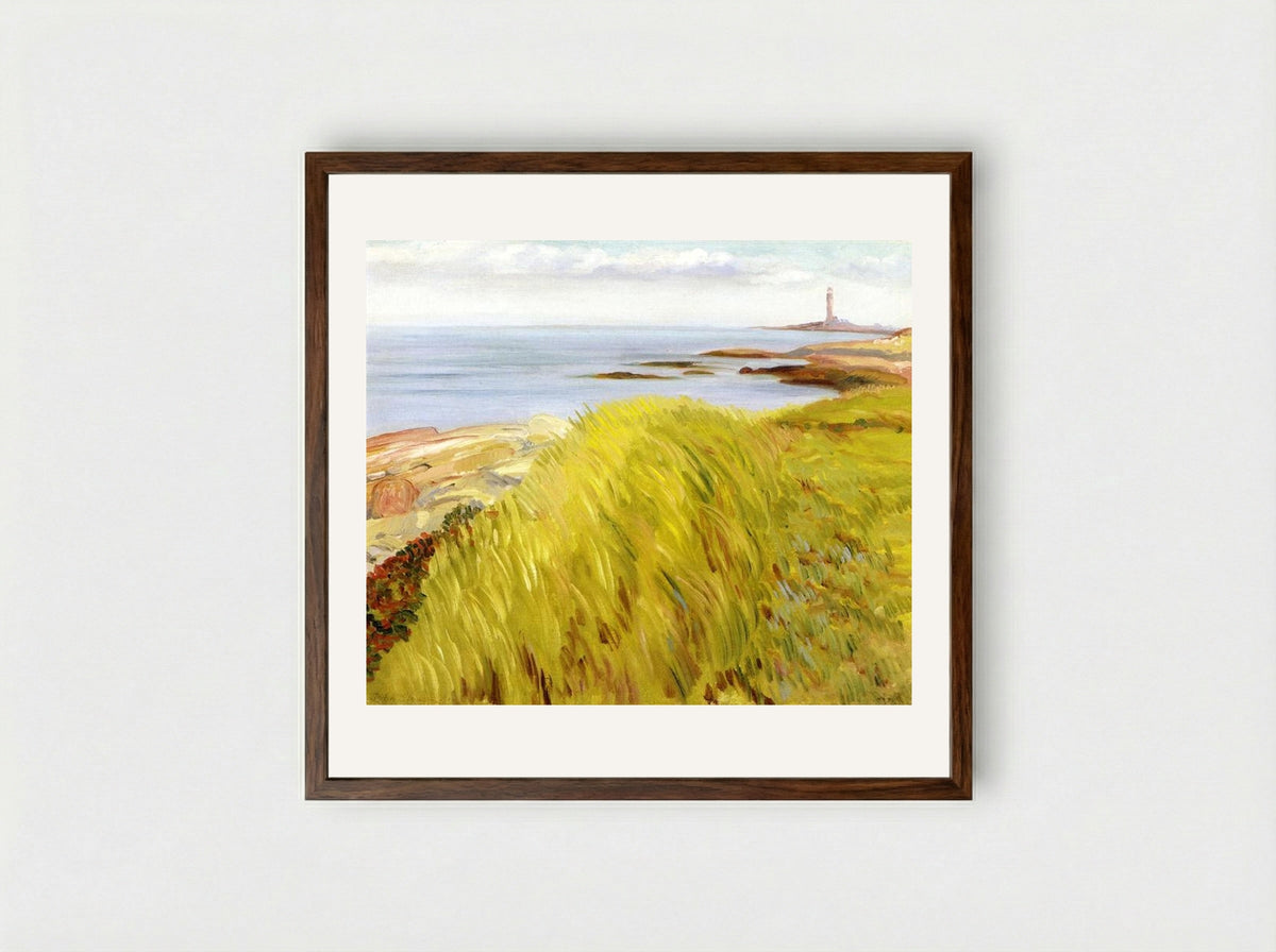 Grassy Dunes, Gloucester - John French Sloan - Framed Print Dark Wood