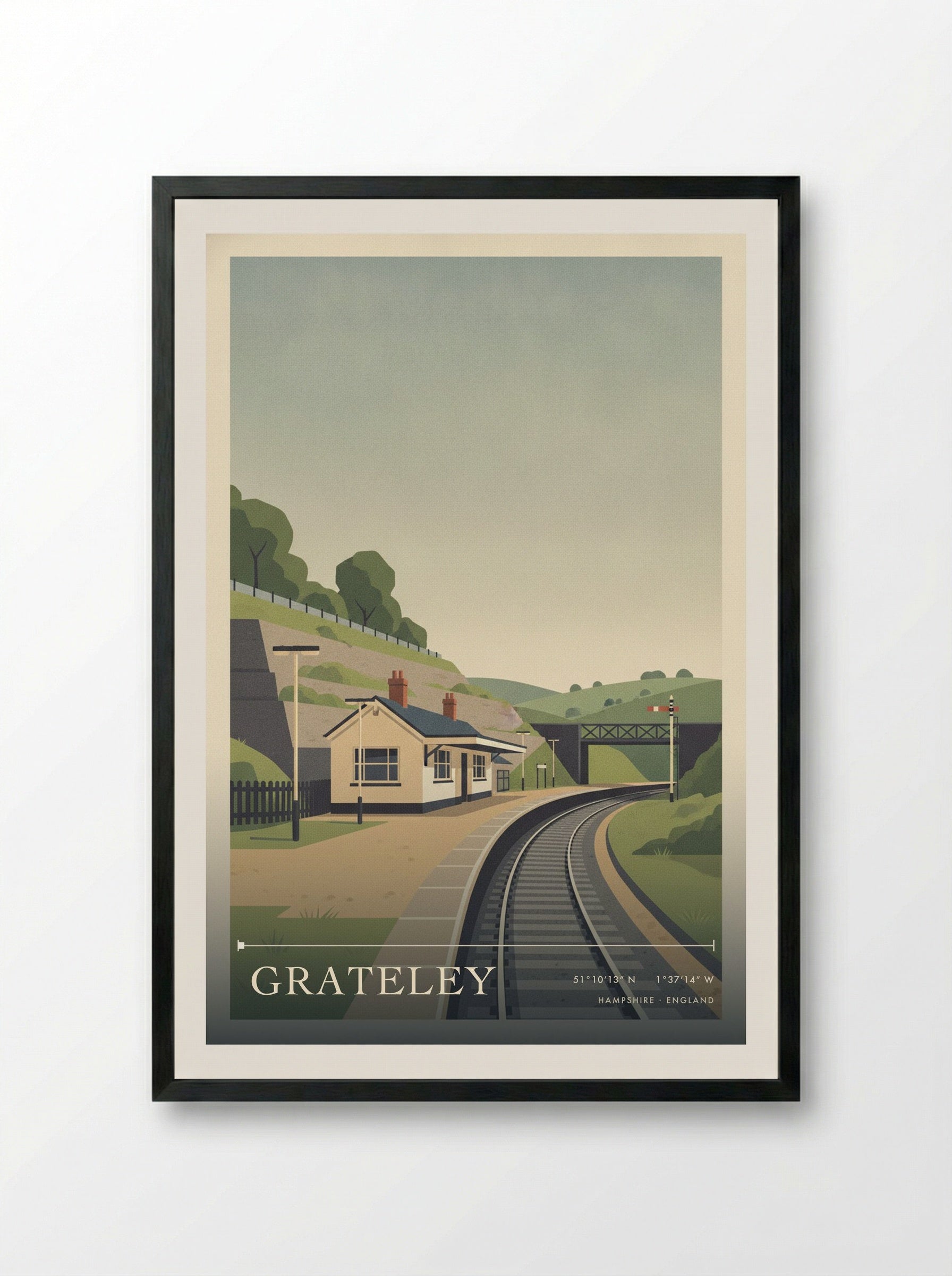 Grateley Hampshire England Travel Poster - Framed Print Black