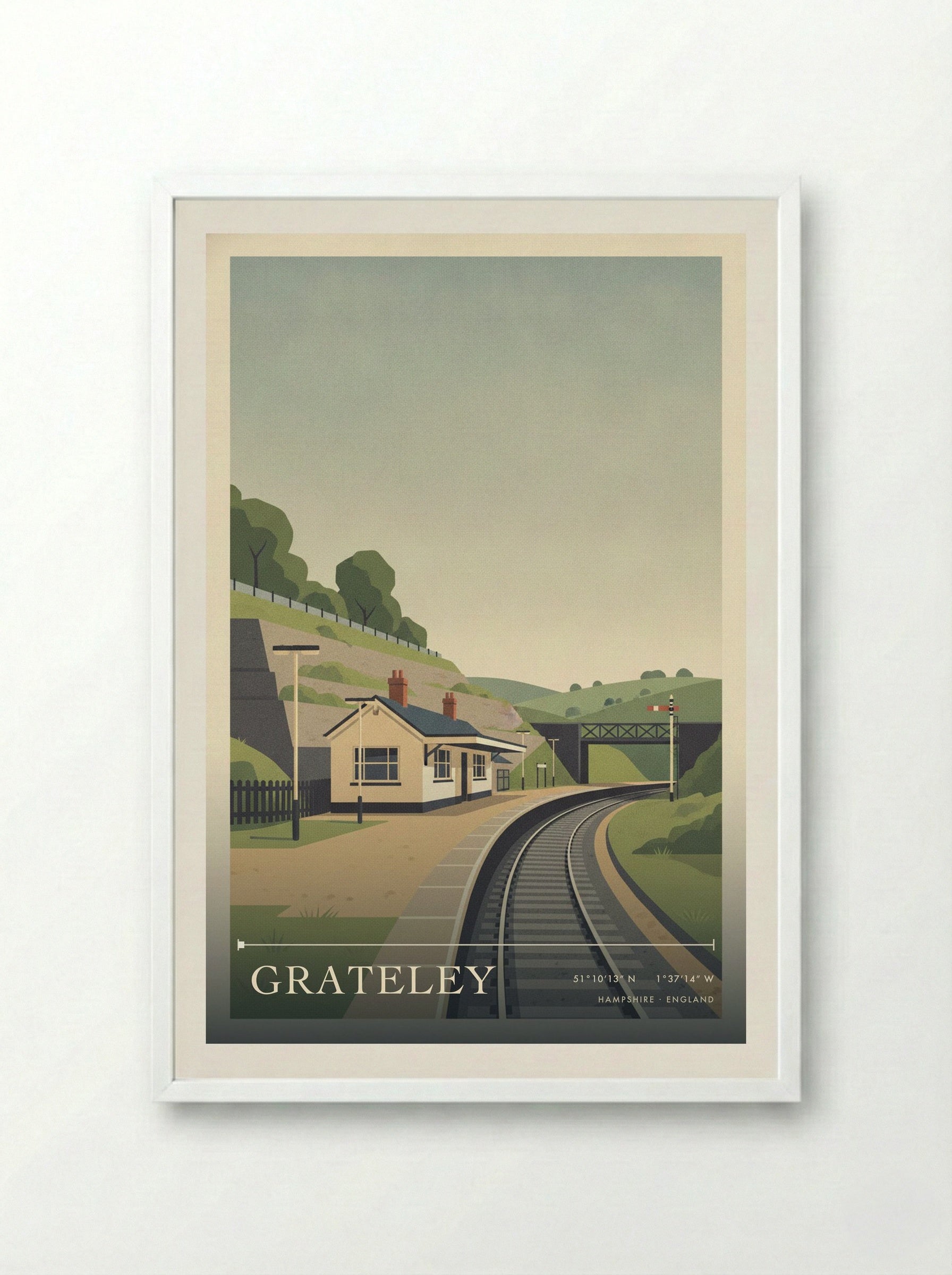Grateley Hampshire England Travel Poster - Framed Print White