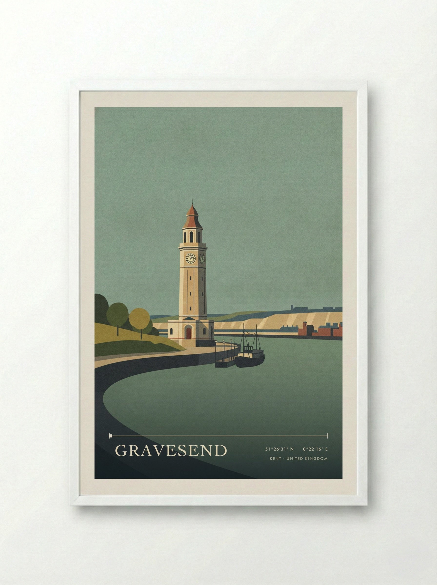 Gravesend Kent United Kingdom Travel Poster - Framed Print White