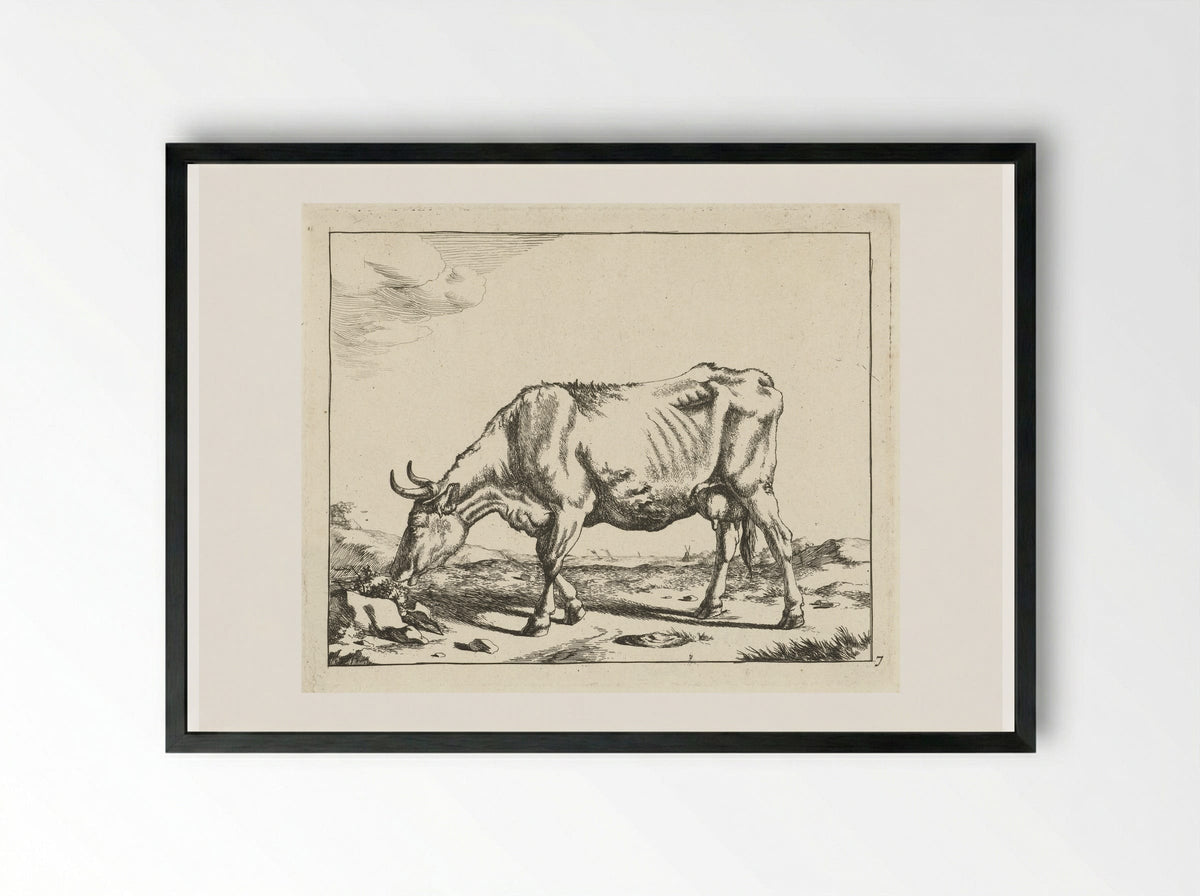 Grazende koe - Marcus de Bye - Framed Print Black