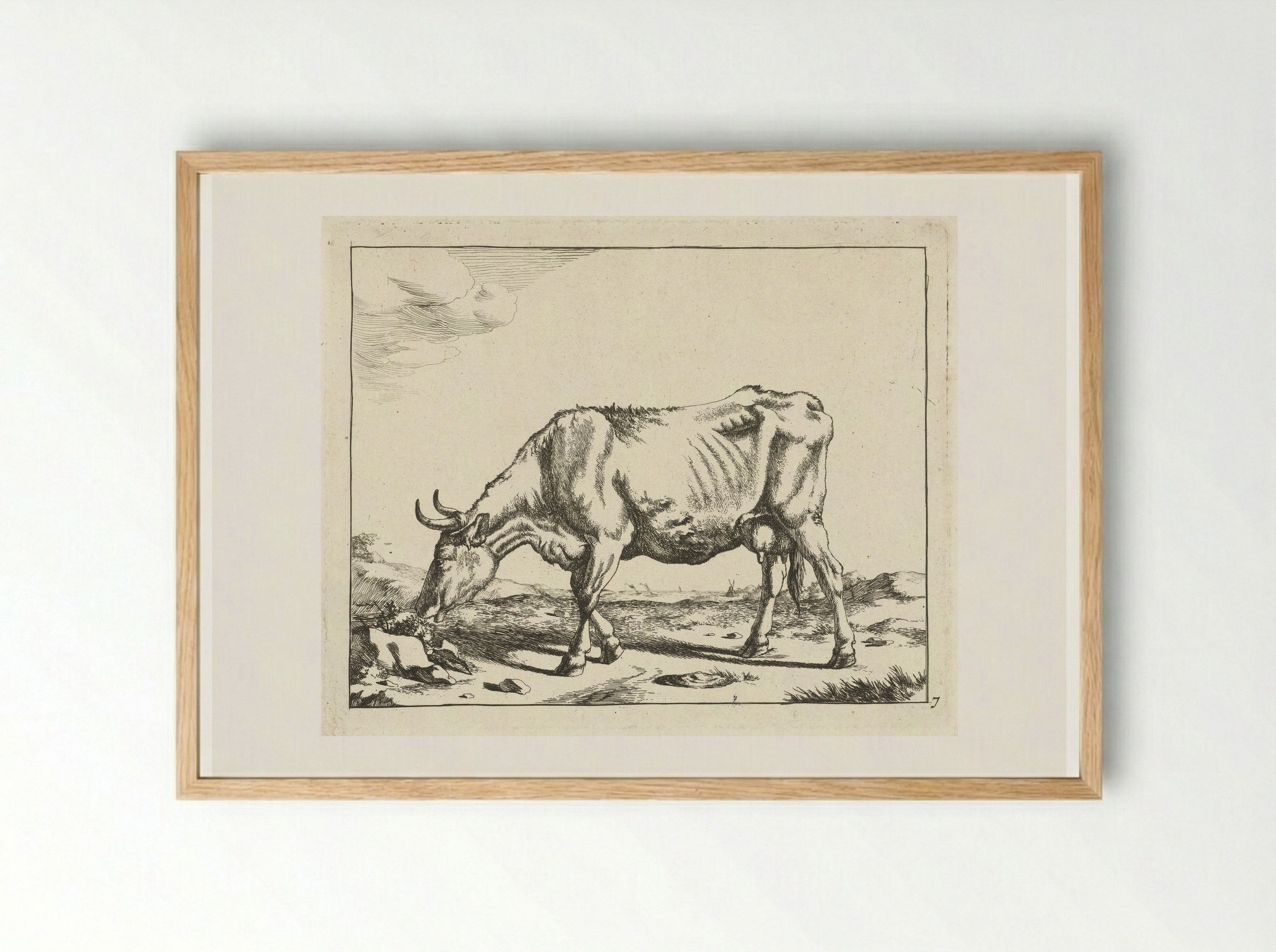 Grazende koe - Marcus de Bye - Framed Print Wood