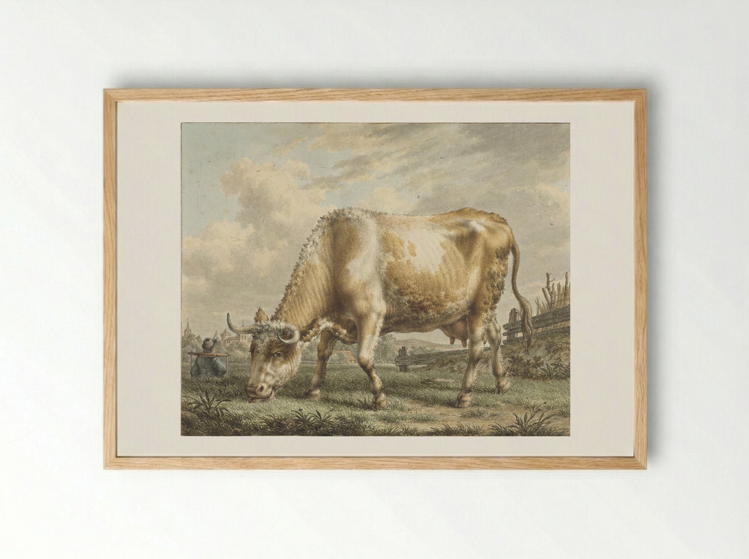 Grazende koe - Jacob Cats - Framed Print Wood