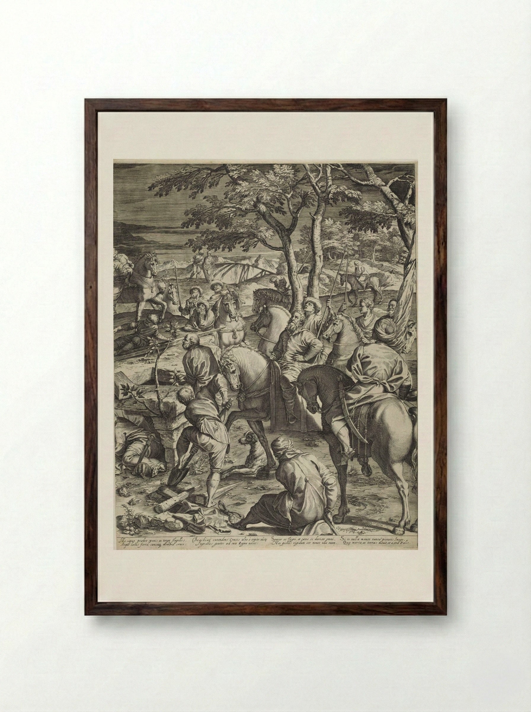 Great Crucifixion (right panel) - Agostino Carracci - Framed Print Dark Wood