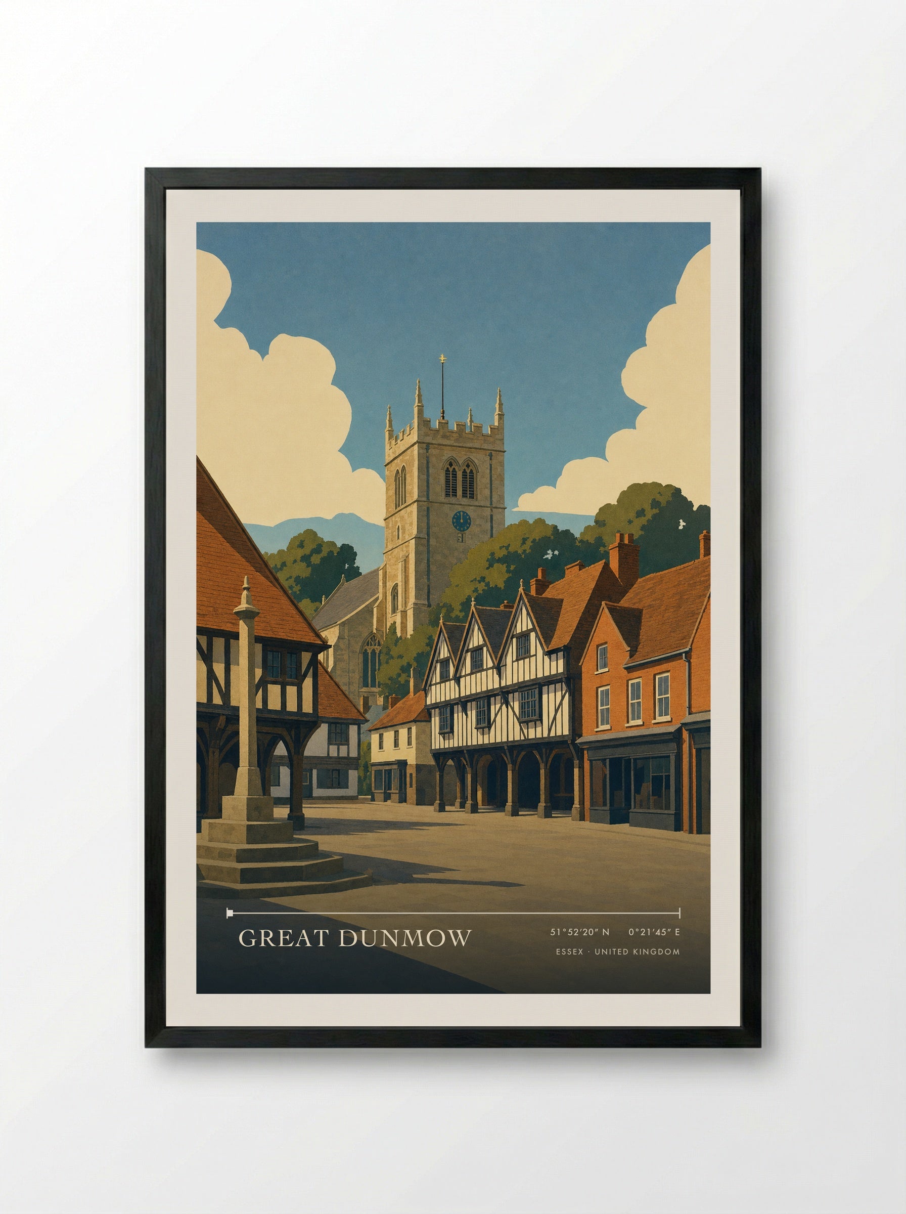 Great Dunmow Essex United Kingdom Travel Poster - Framed Print Black
