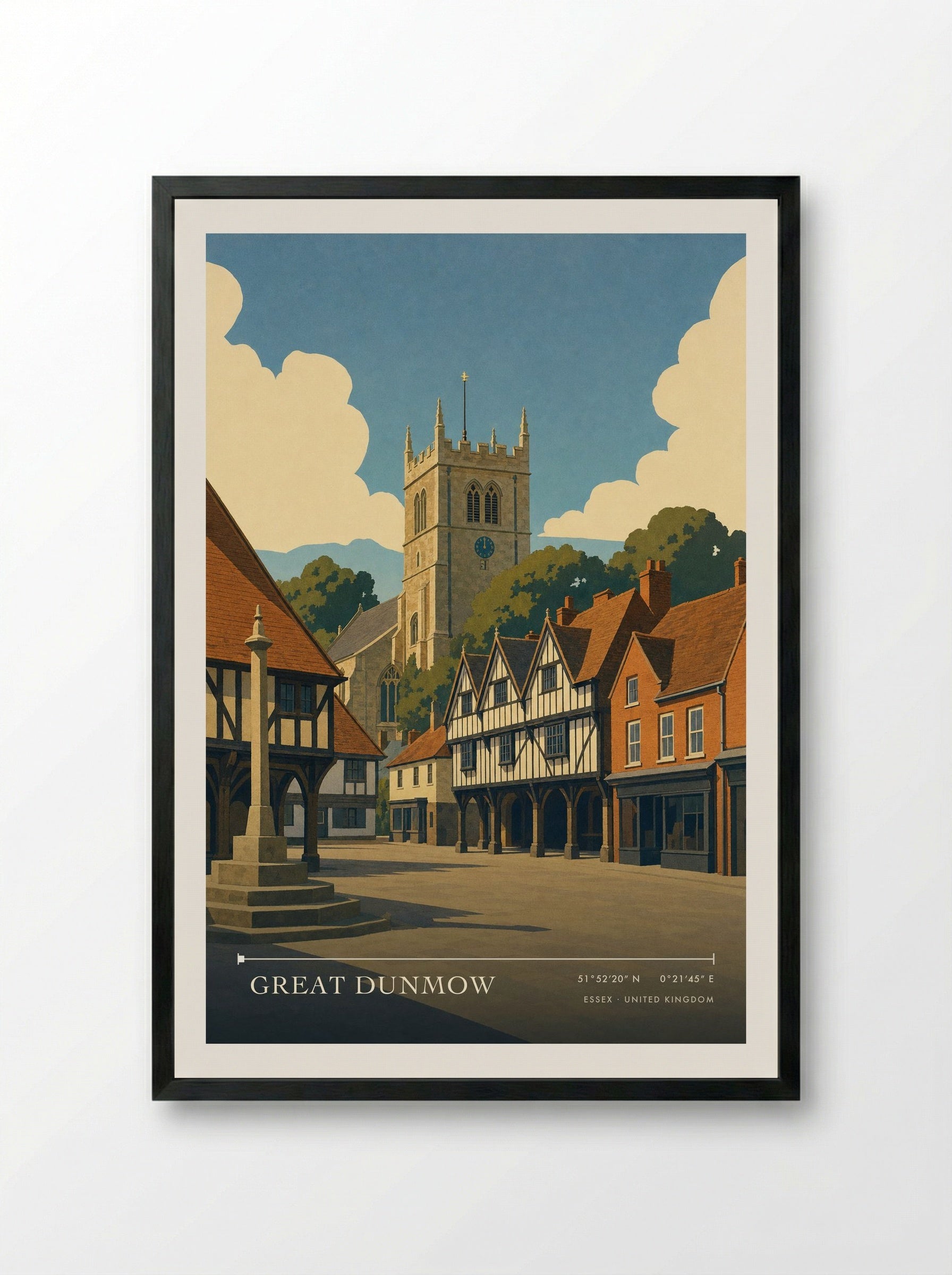 Great Dunmow Essex United Kingdom Travel Poster - Framed Print Black