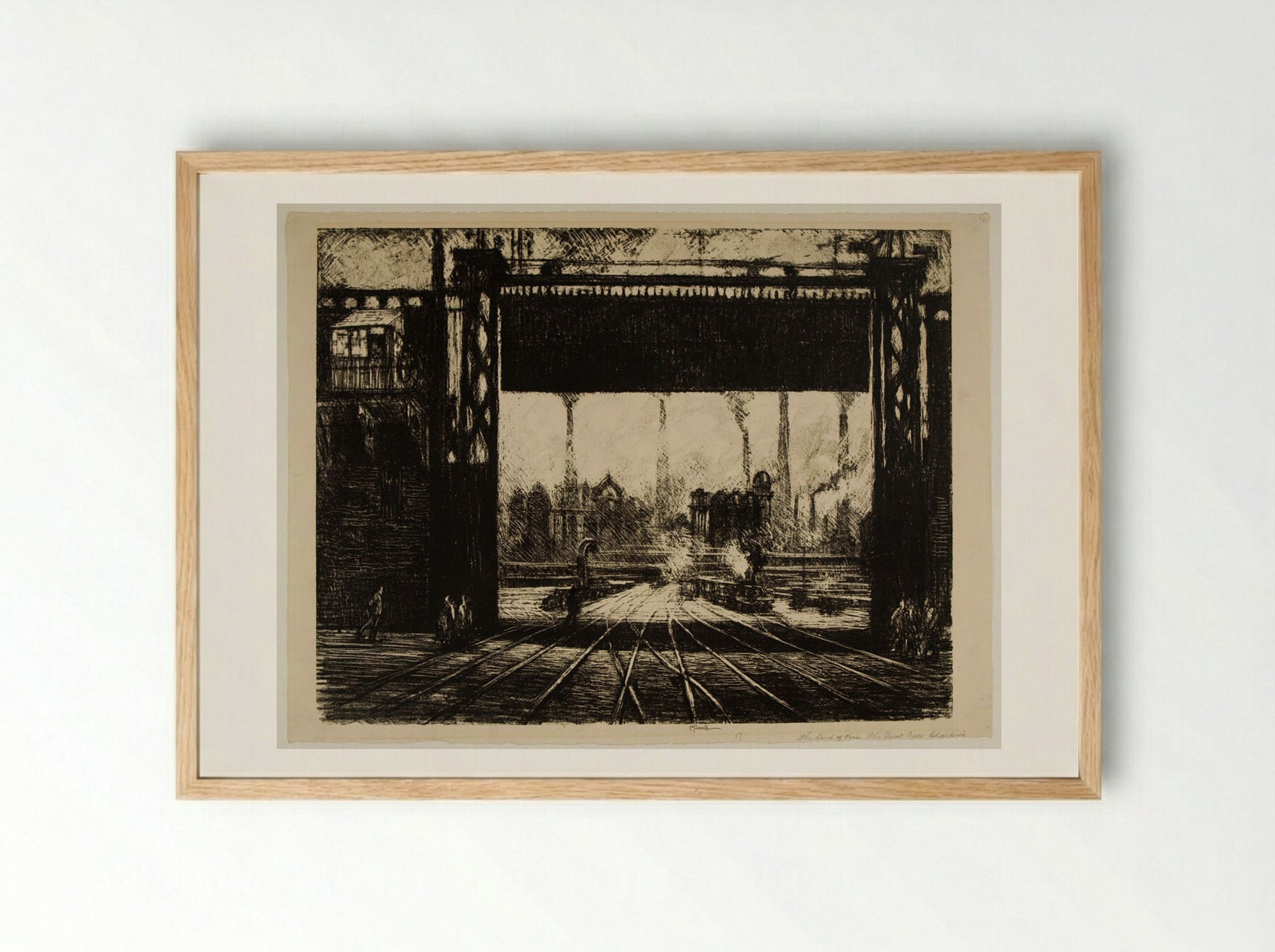 Great Gate, Charleroi - Joseph Pennell - Framed Print Wood
