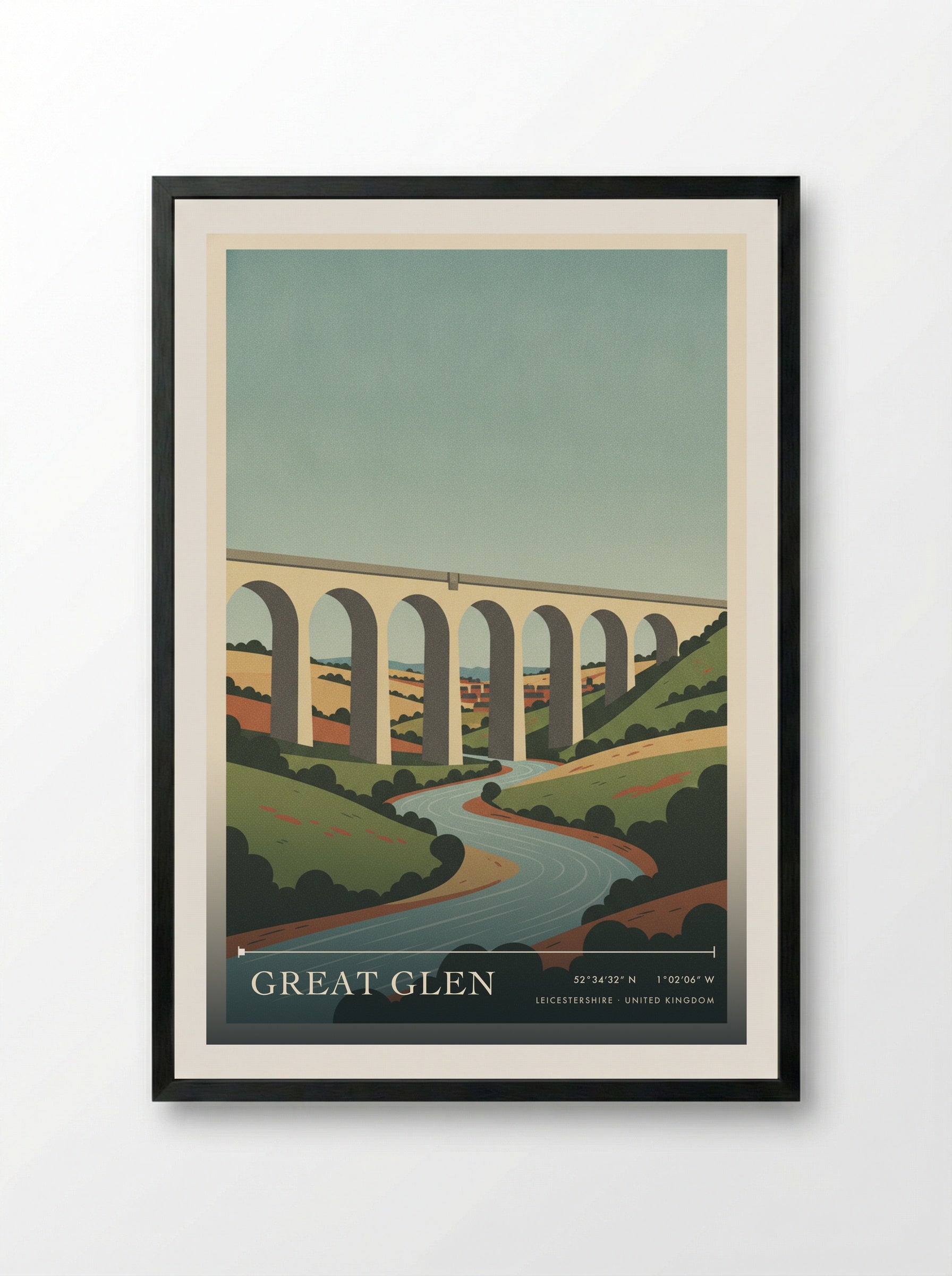 Great Glen Leicestershire United Kingdom Travel Poster - Framed Print Black