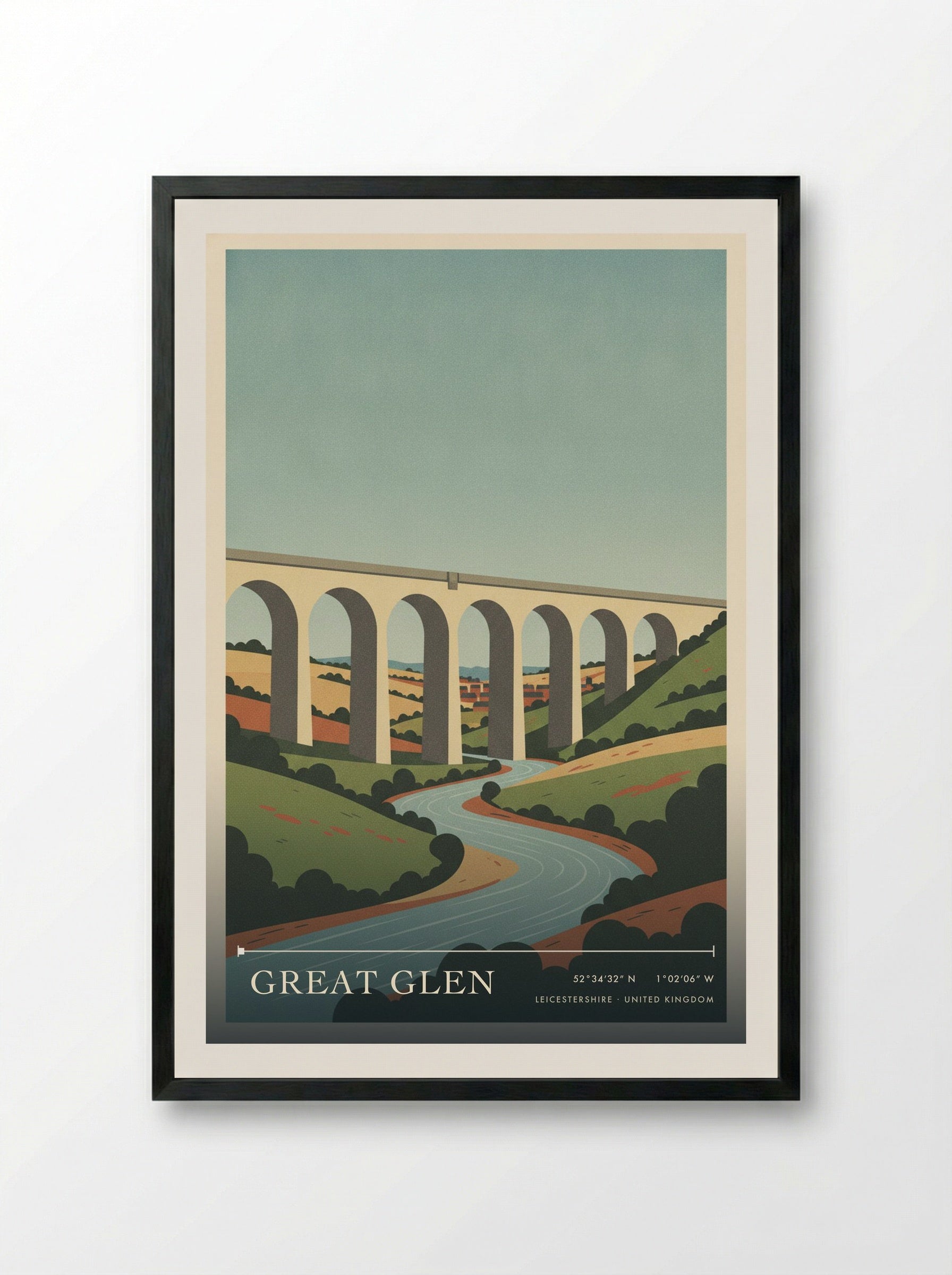 Great Glen Leicestershire United Kingdom Travel Poster - Framed Print Black