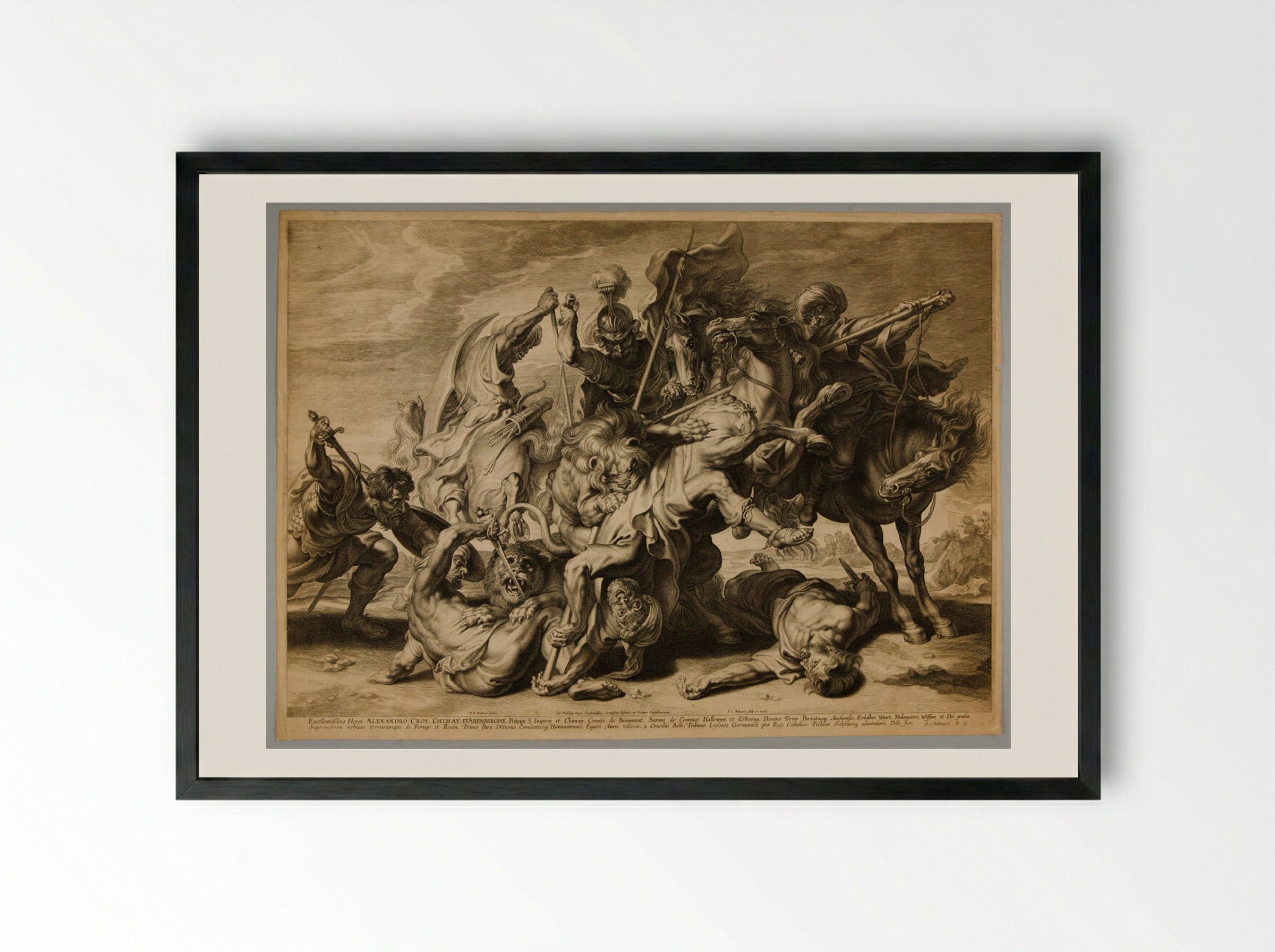 Great Lion Hunt - Schelte Adamsz. Bolswert - Framed Print Black