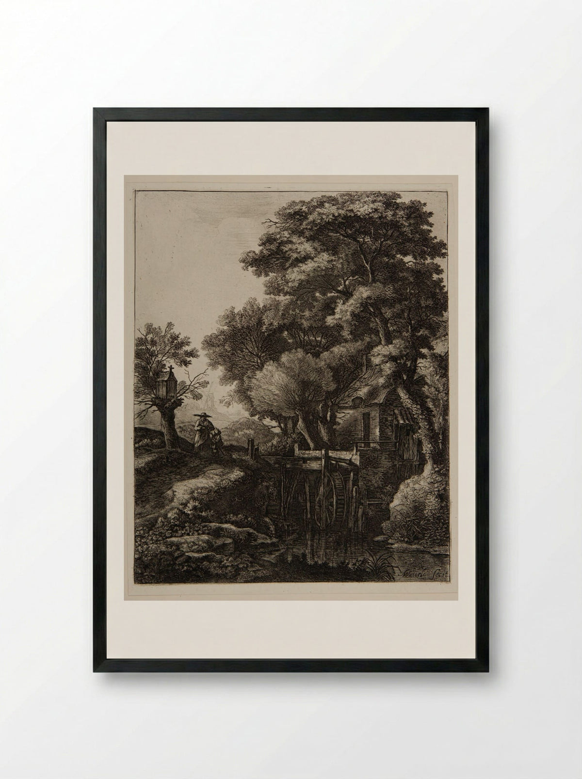 Great Mill - Anthonie Waterloo - Framed Print Black