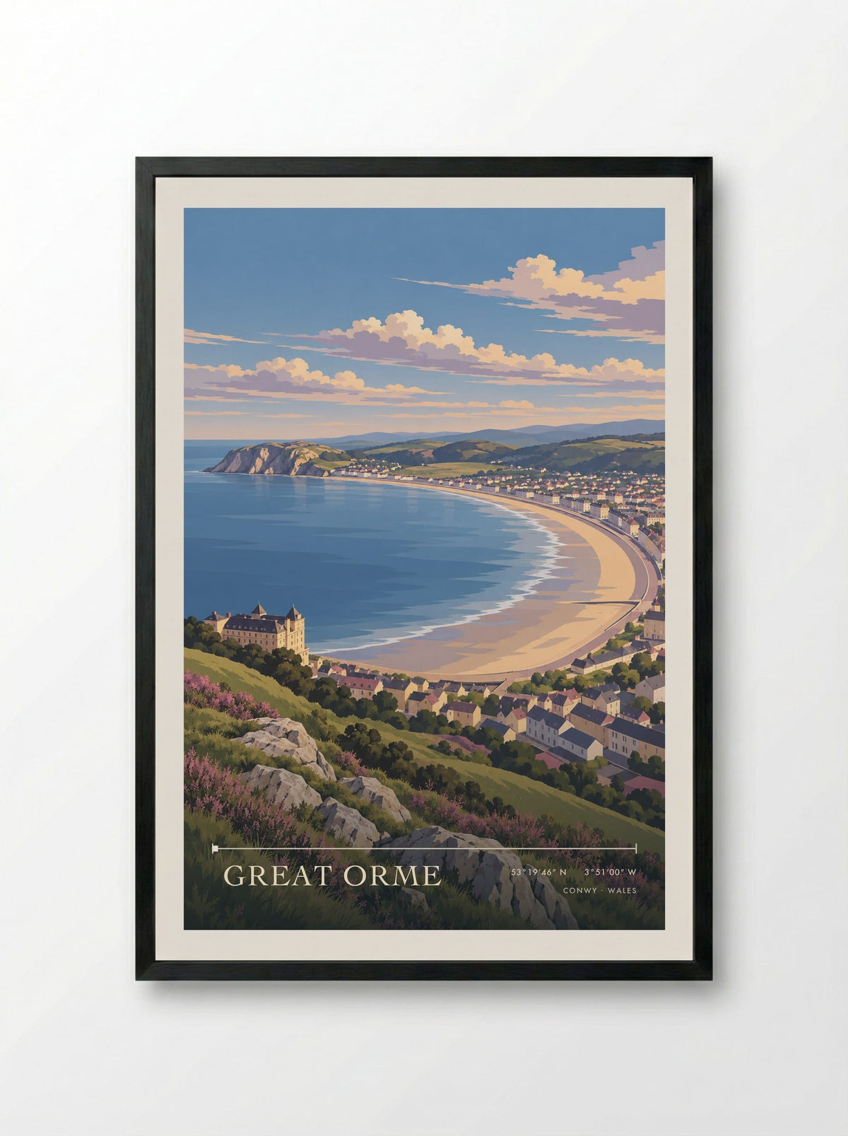 Great Orme, Conwy | Travel Poster - Framed Print Black