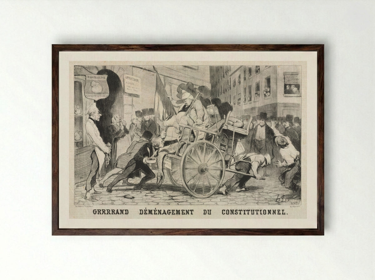 Great Removal of the Constitutional Establishment - Honoré Daumier - Framed Print Dark Wood