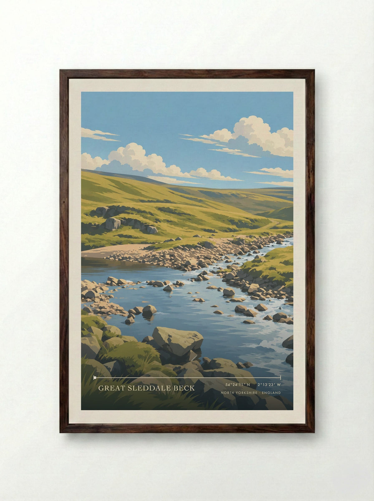Great Sleddale Beck, North Yorkshire | Travel Poster - Framed Print Dark Wood